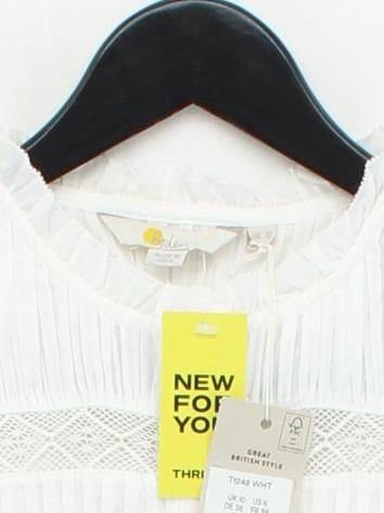 Boden Women's Top S White 100% Cotton Sleeveless High Neck Basic - Image 3