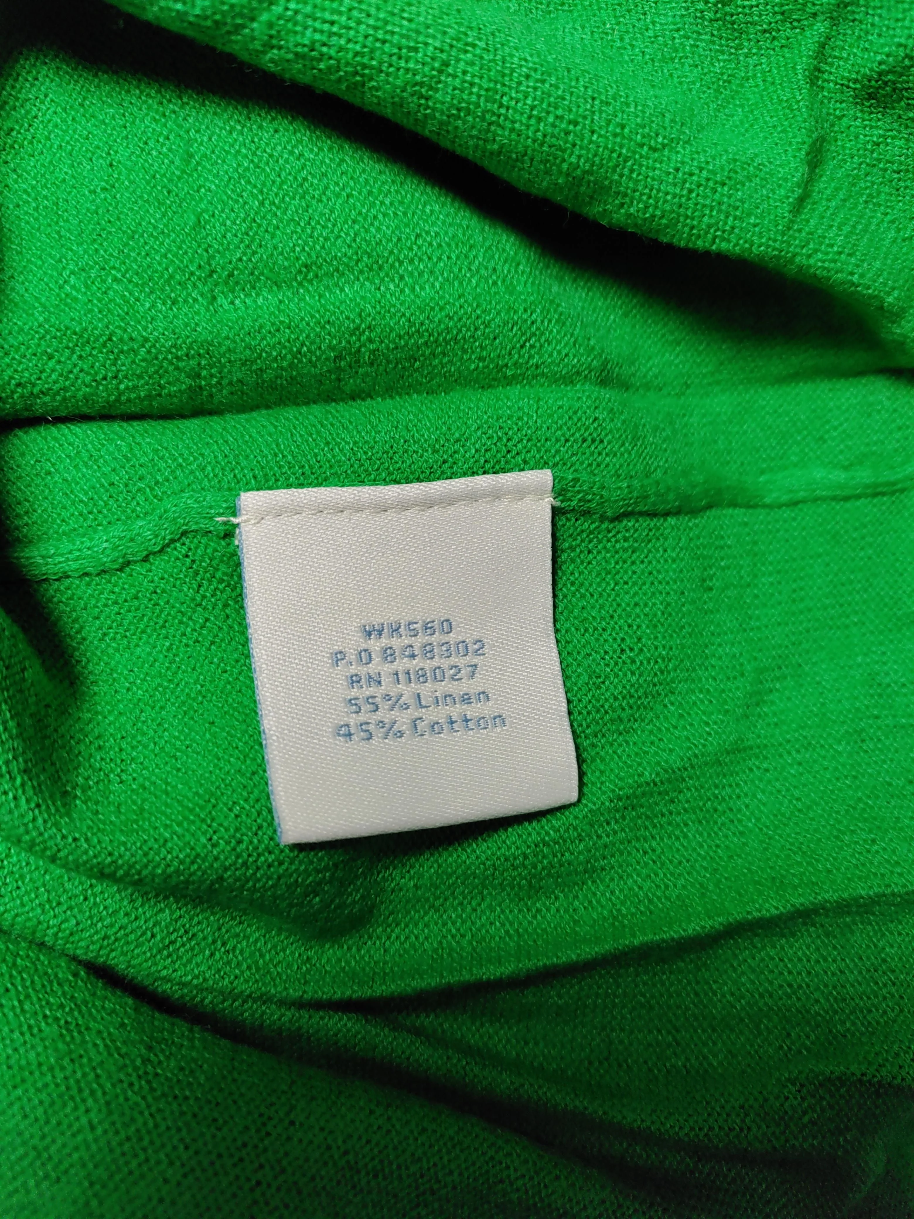 Boden Women's Top UK 10 Green Linen with Cotton Short Sleeve V-Neck Basic - Image 7