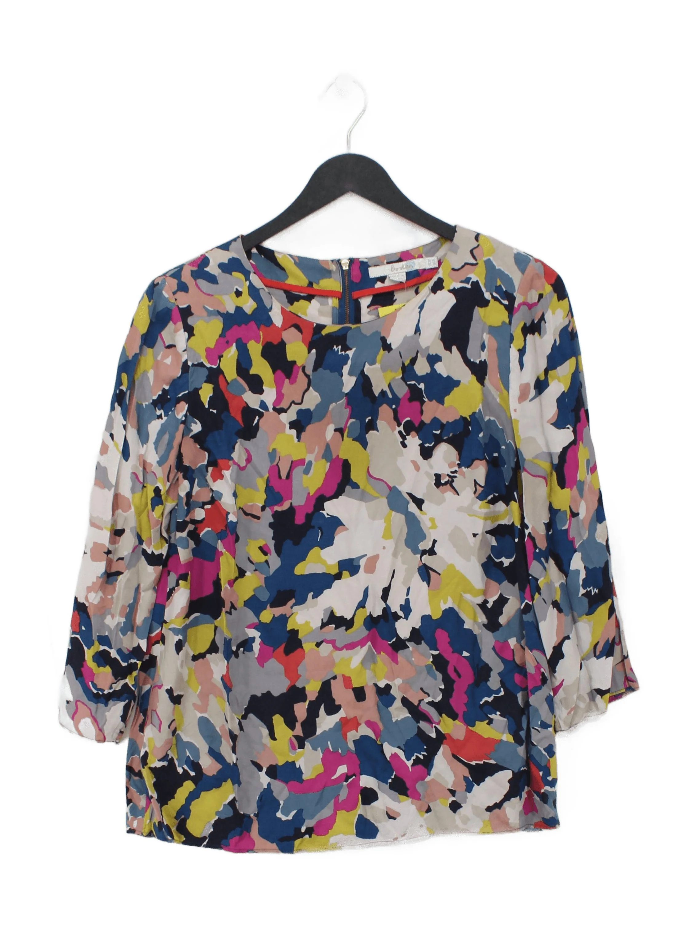 Boden Women's Top UK 10 Multi Viscose with Silk 3/4 Sleeve Round Neck Basic