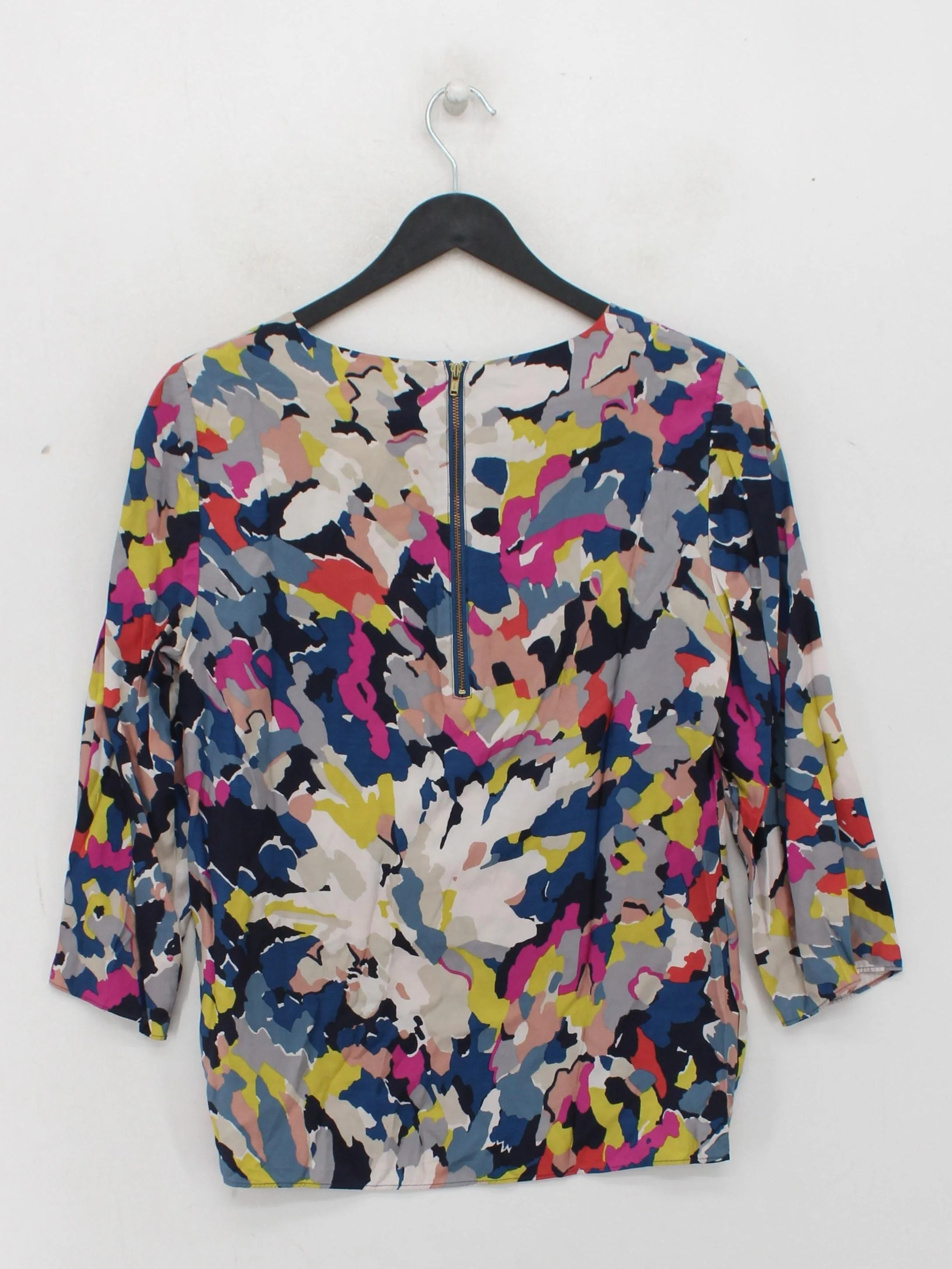 Boden Women's Top UK 10 Multi Viscose with Silk 3/4 Sleeve Round Neck Basic - Image 2