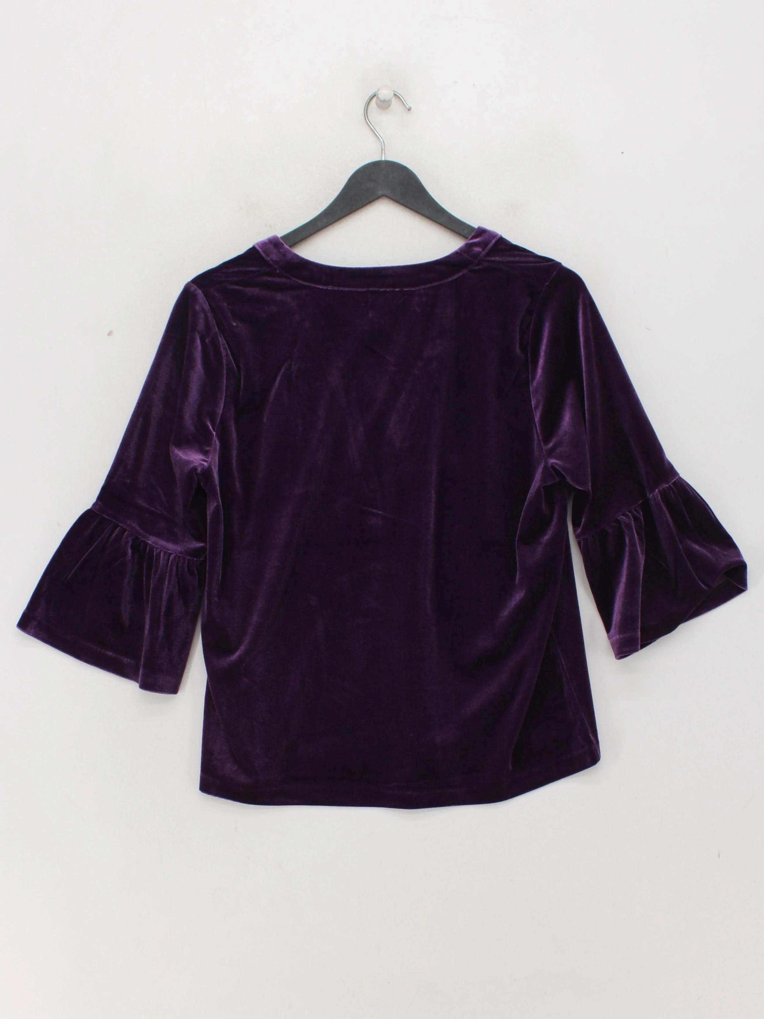 Boden Women's Top UK 10 Purple Polyester with Elastane 3/4 Sleeve V-Neck Basic - Image 2