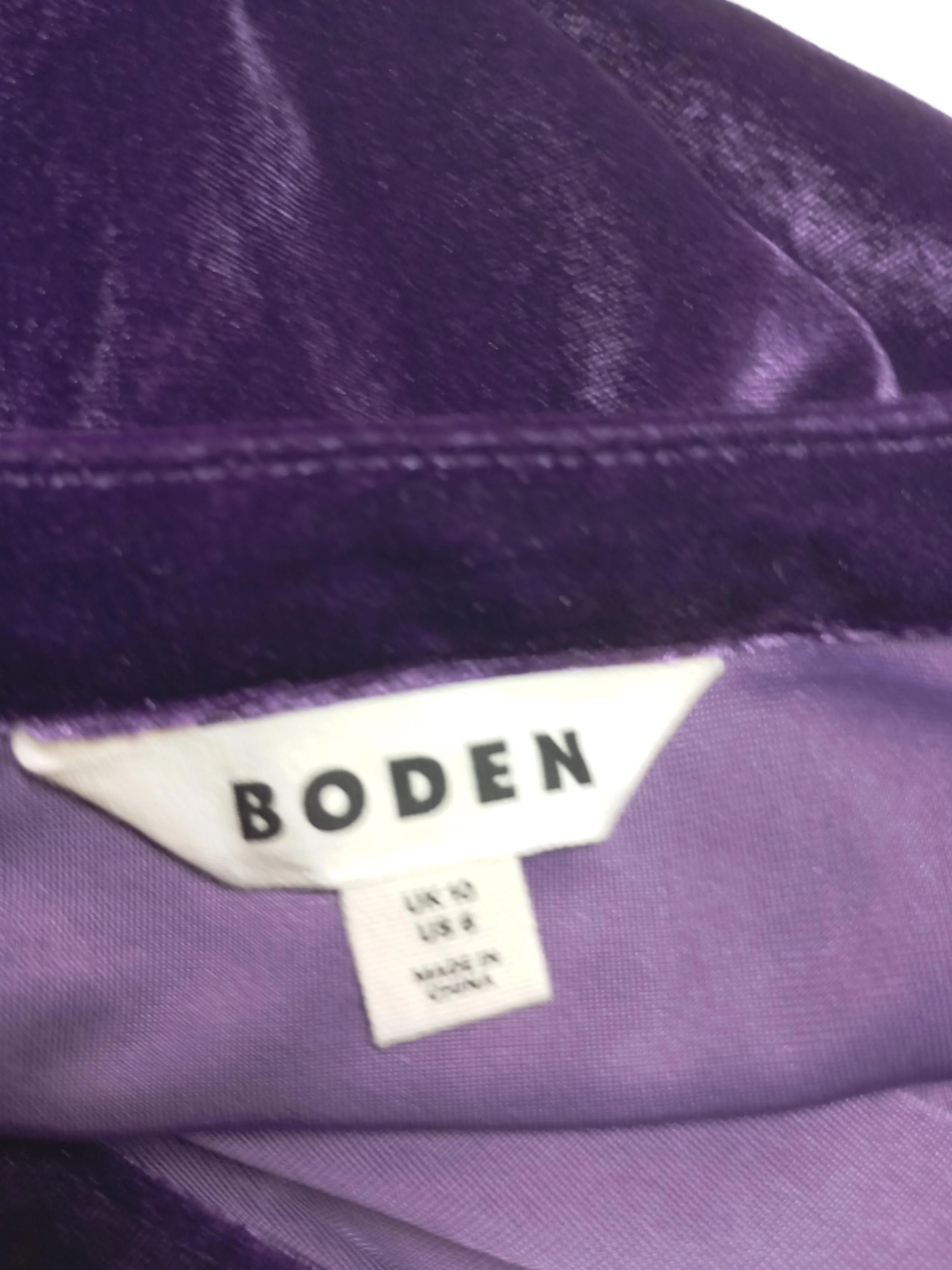 Boden Women's Top UK 10 Purple Polyester with Elastane 3/4 Sleeve V-Neck Basic - Image 5