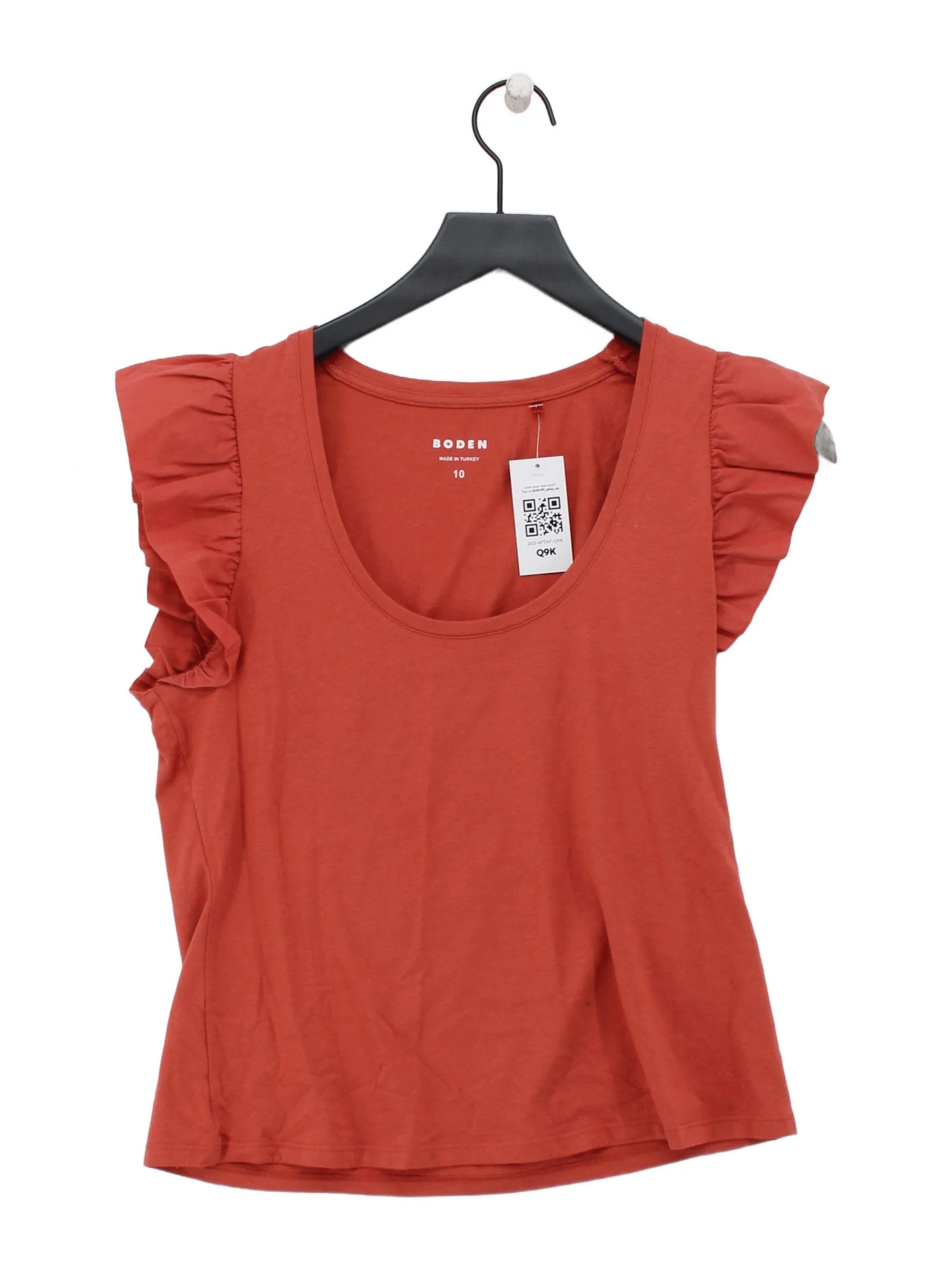 Boden Women's Top UK 10 Red Cotton with Lyocell Modal Basic