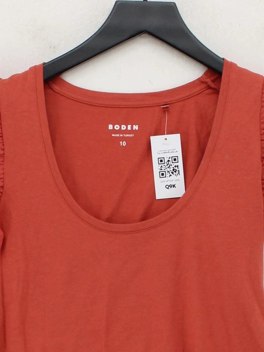 Boden Women's Top UK 10 Red Cotton with Lyocell Modal Basic - Image 3