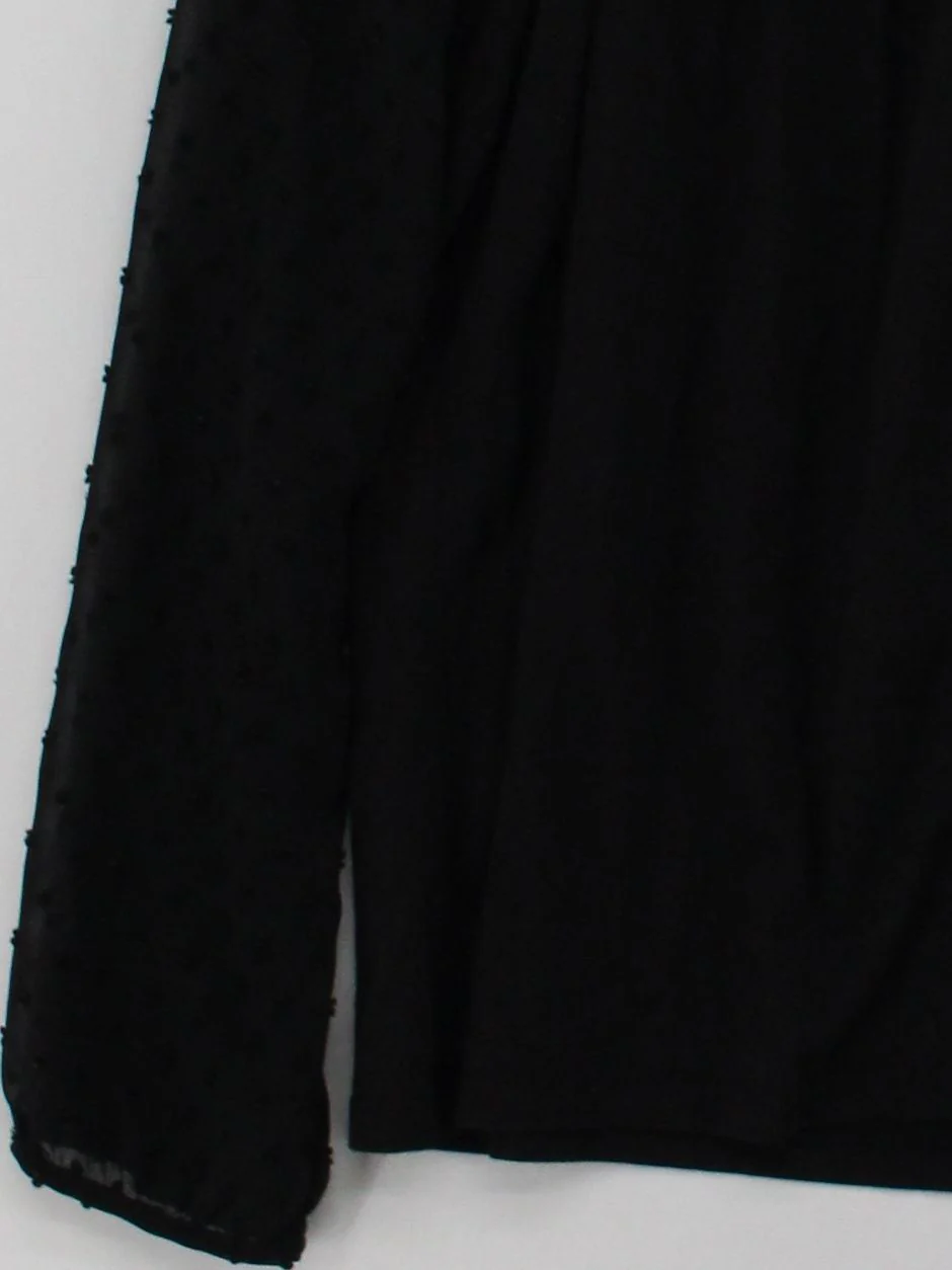 Boden Women's Top UK 12 Black Viscose with Cotton Long Sleeve Round Neck Basic - Image 4