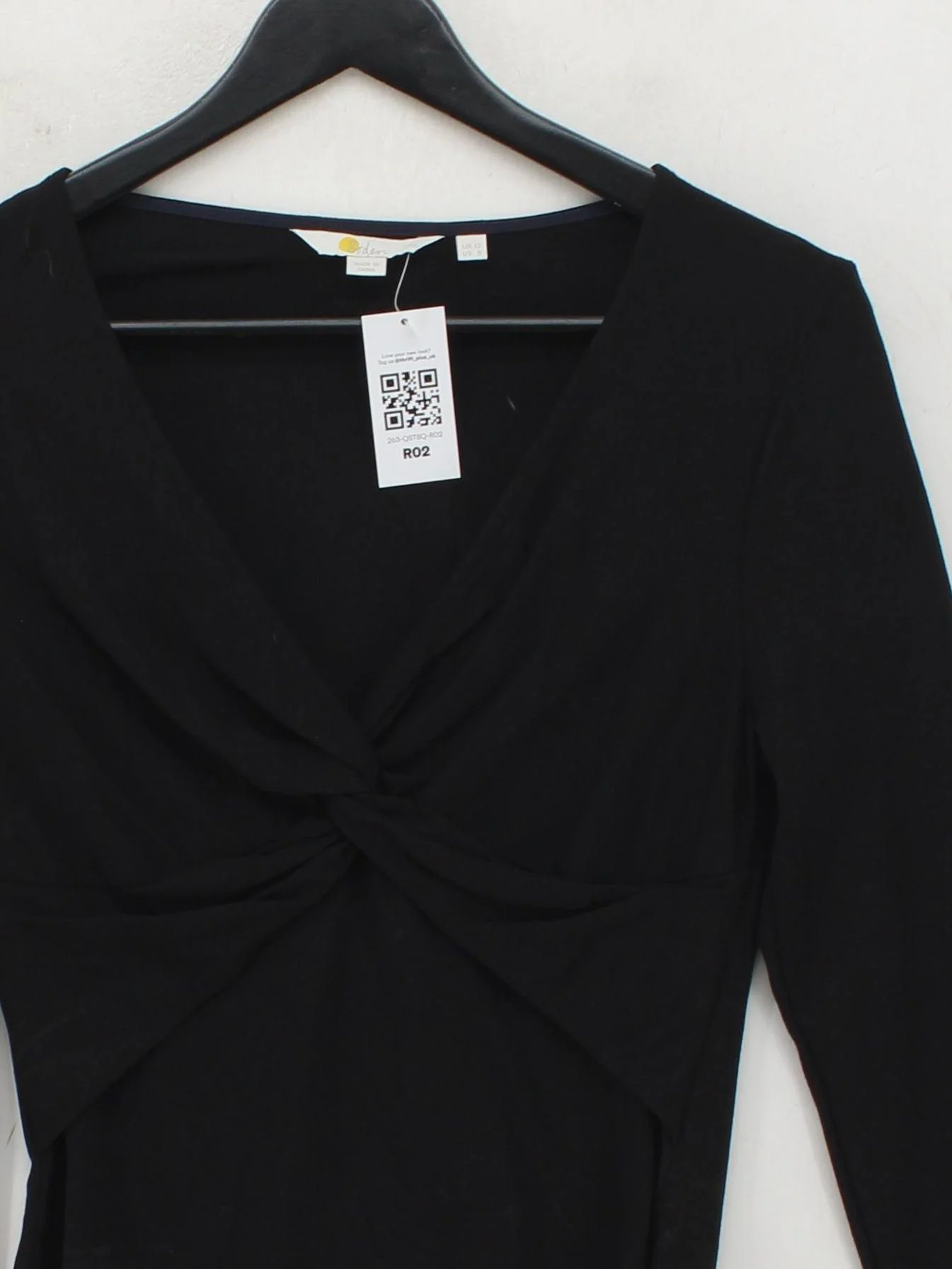 Boden Women's Top UK 12 Black Viscose with Polyamide Basic - Image 3