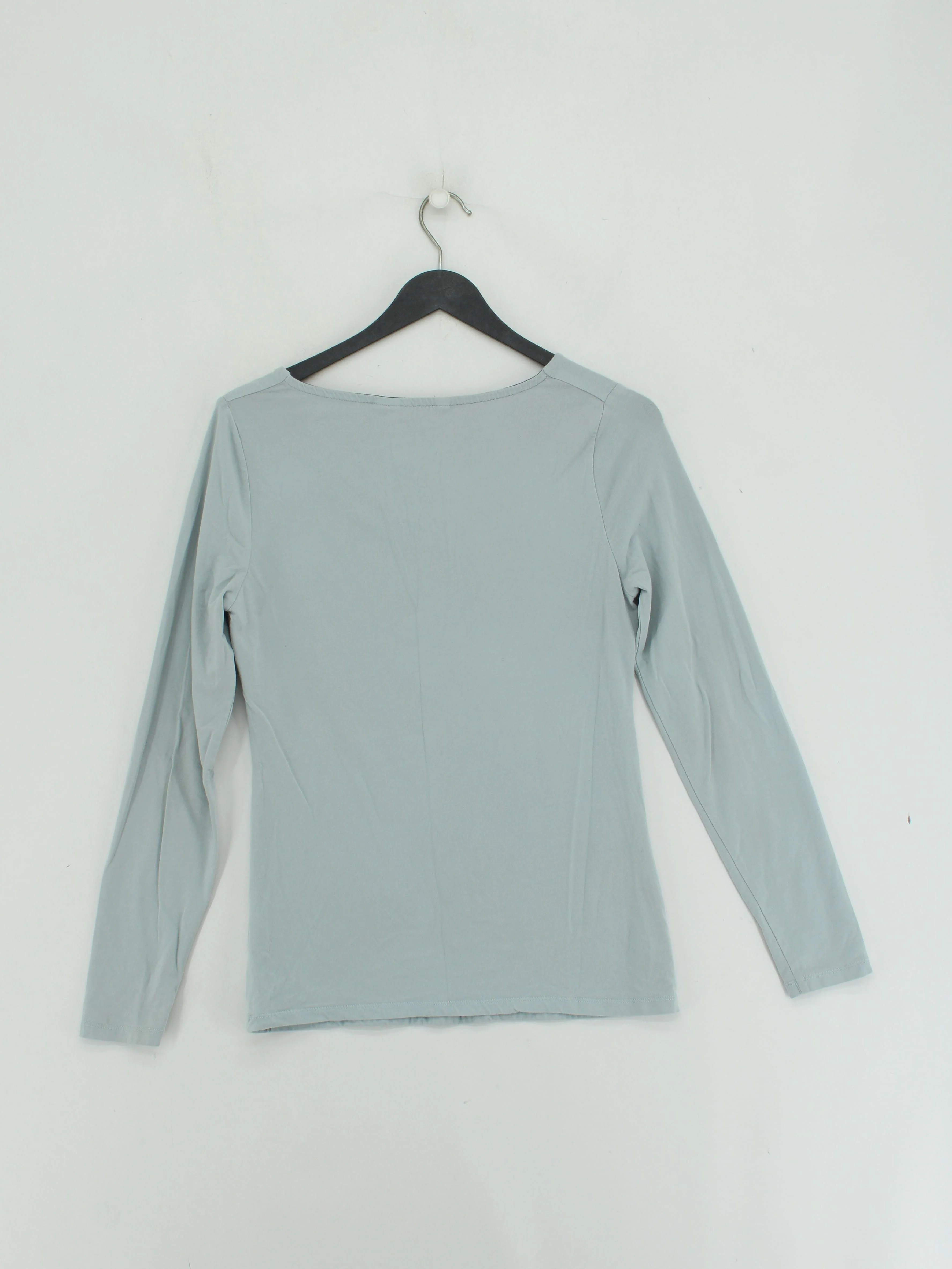 Boden Women's Top UK 12 Blue Cotton with Elastane Long Sleeve V-Neck Basic - Image 2