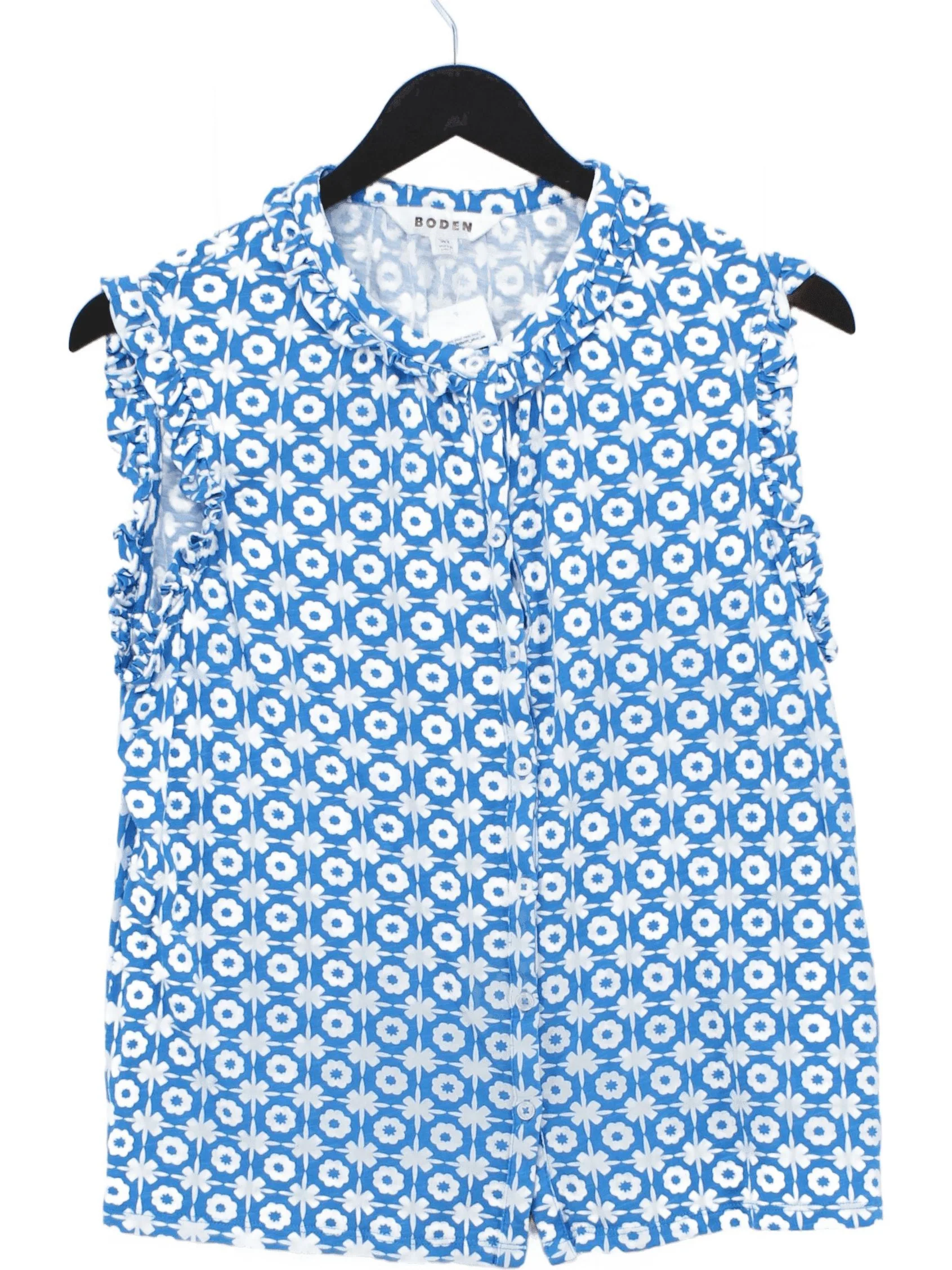 Boden Women's Top UK 12 Blue Cotton with Lyocell Modal Basic