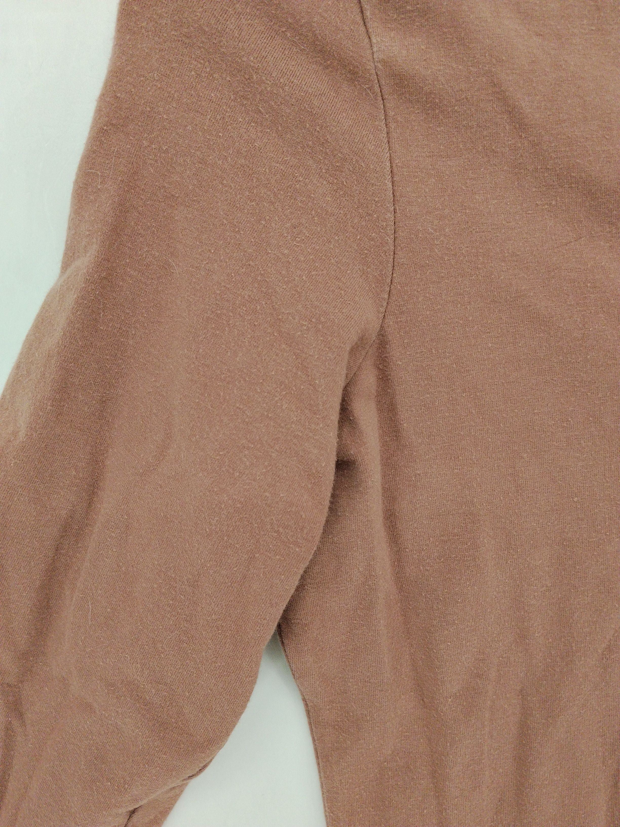 Boden Women's Top UK 12 Brown Cotton with Elastane 3/4 Sleeve V-Neck Basic - Image 5