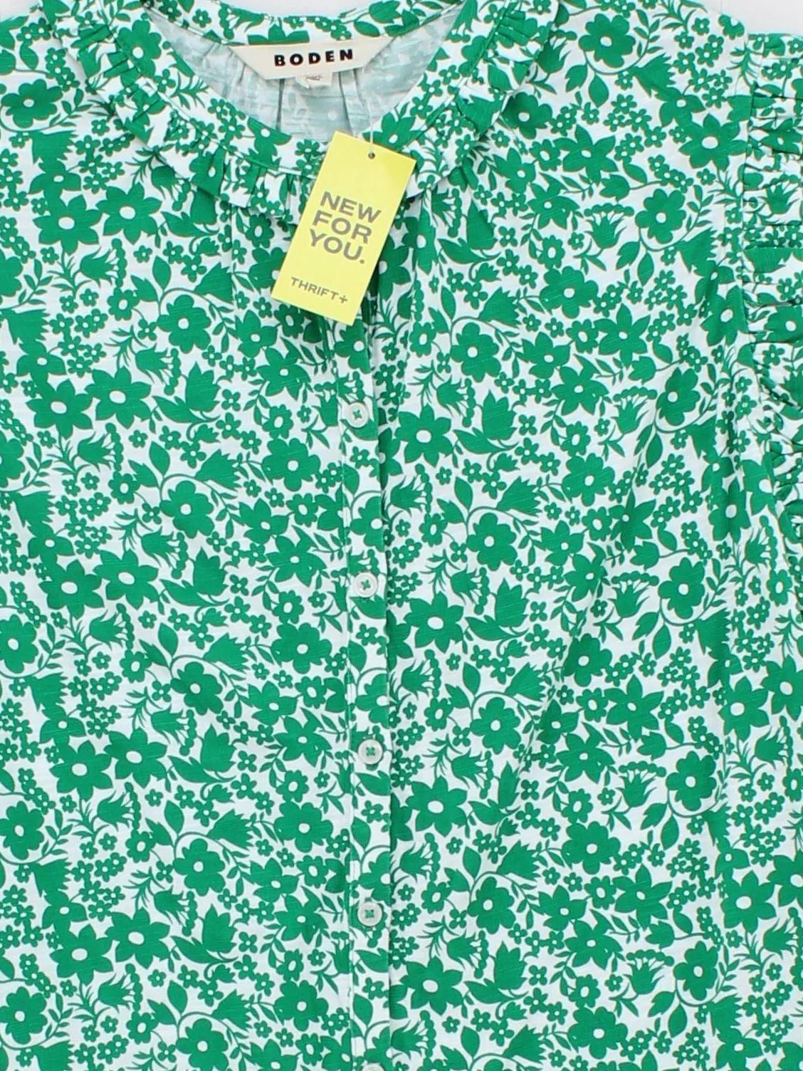 Boden Women's Top UK 12 Green Cotton with Lyocell Modal Basic - Image 3