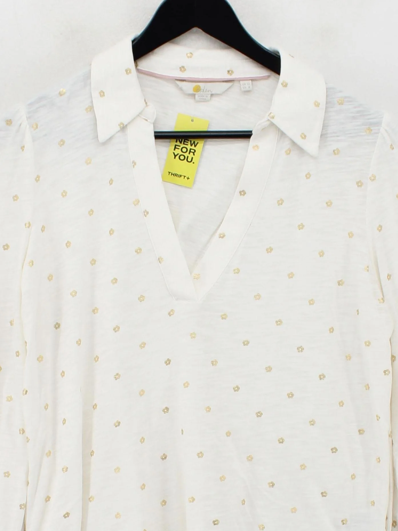 Boden Women's Top UK 12 White 100% Cotton Long Sleeve V-Neck Basic - Image 3
