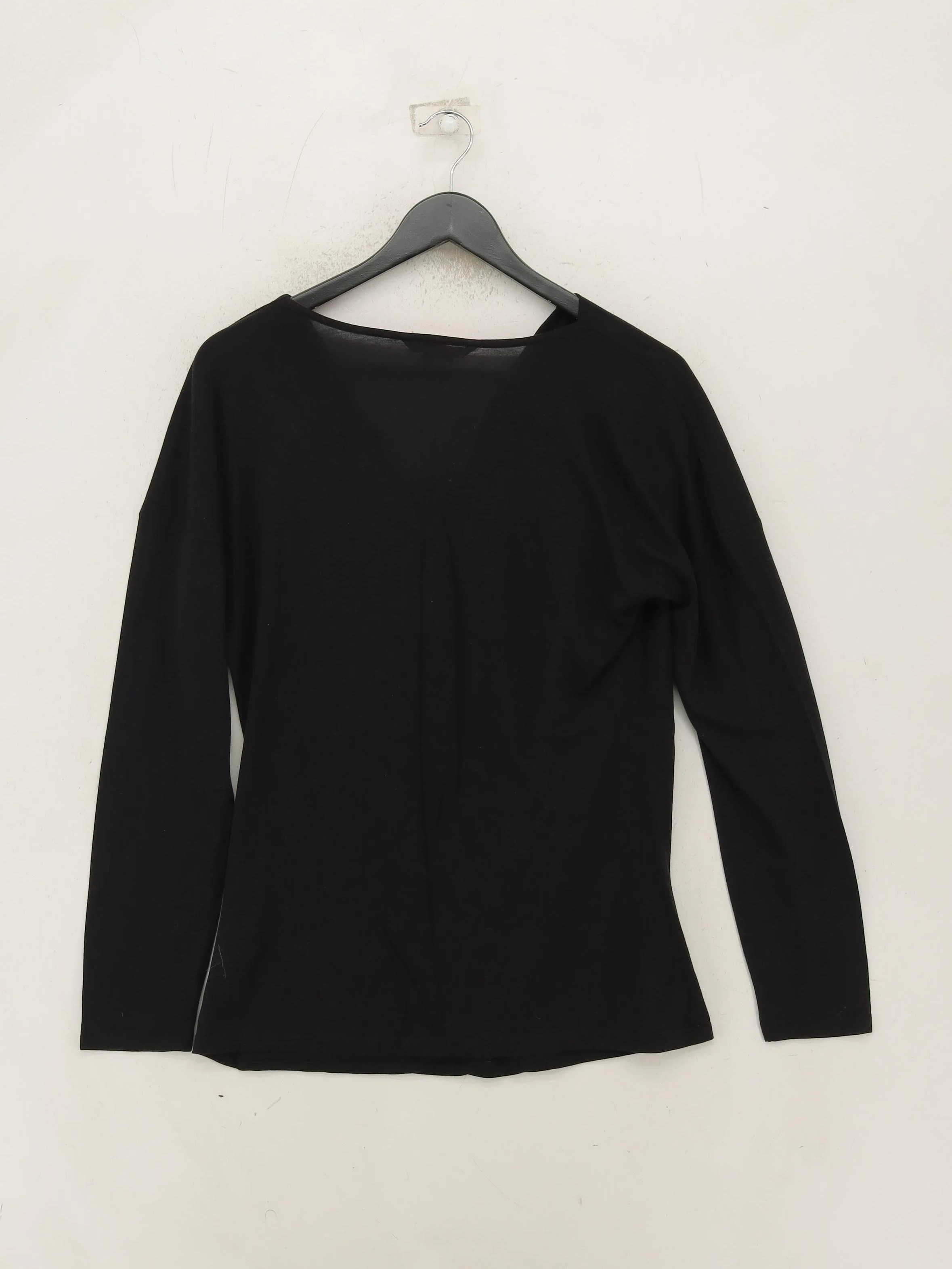 Boden Women's Top UK 14 Black Lyocell Modal with Wool Long Sleeve V-Neck Basic - Image 2