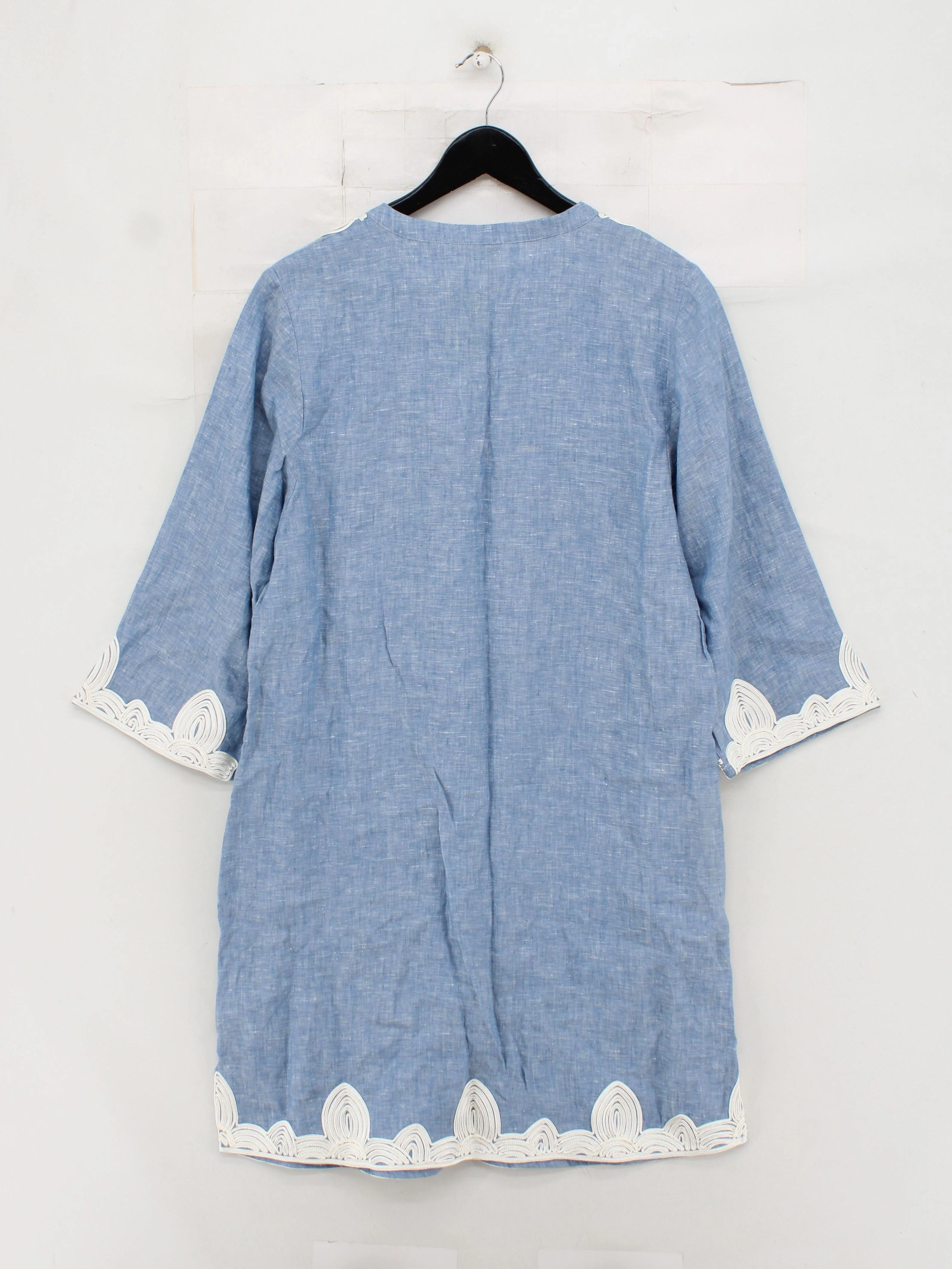 Boden Women's Top UK 14 Blue 100% Polyester 3/4 Sleeve V-Neck Tunic - Image 2