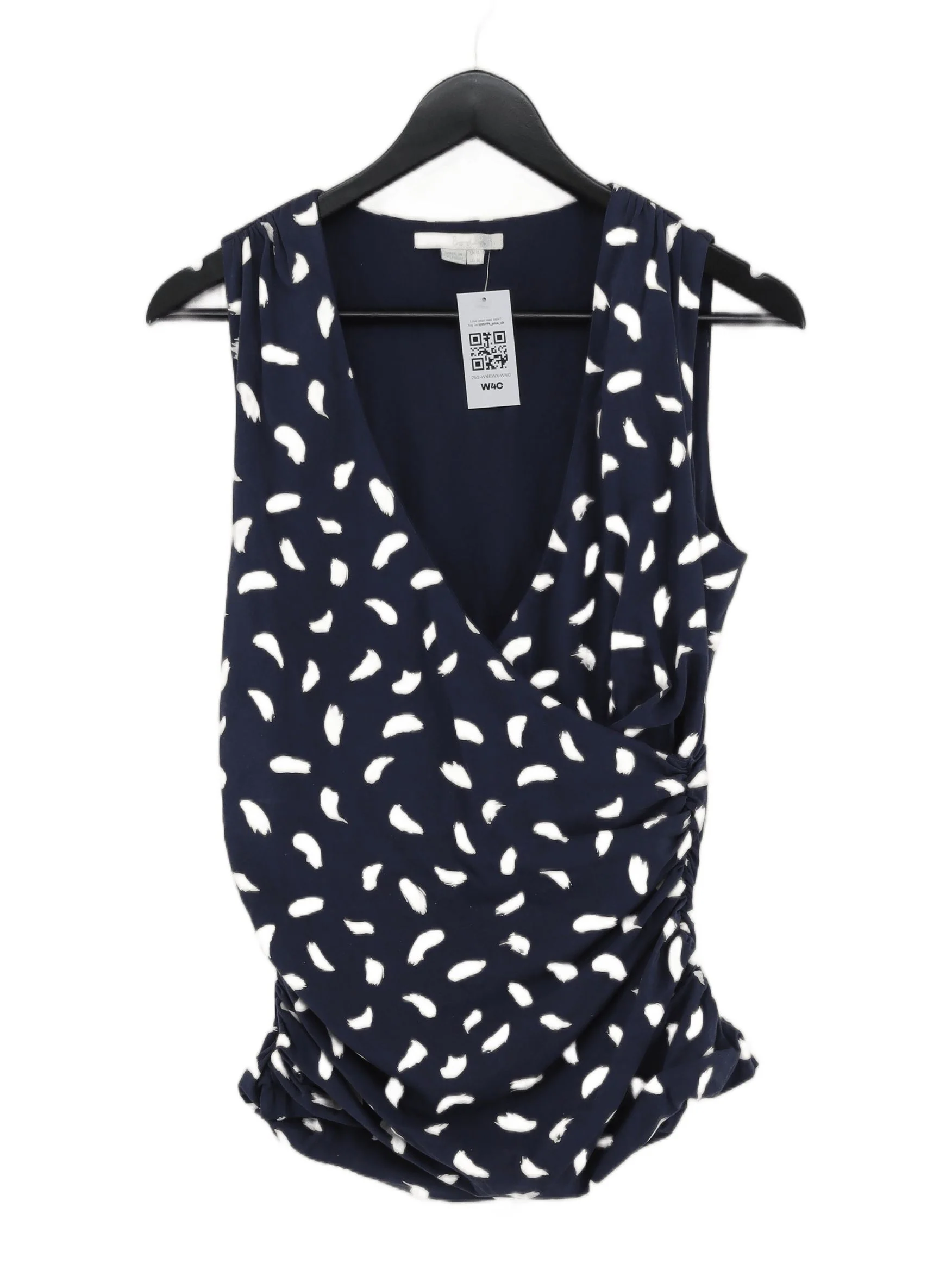 Boden Women's Top UK 14 Blue Cotton with Elastane Sleeveless V-Neck Basic
