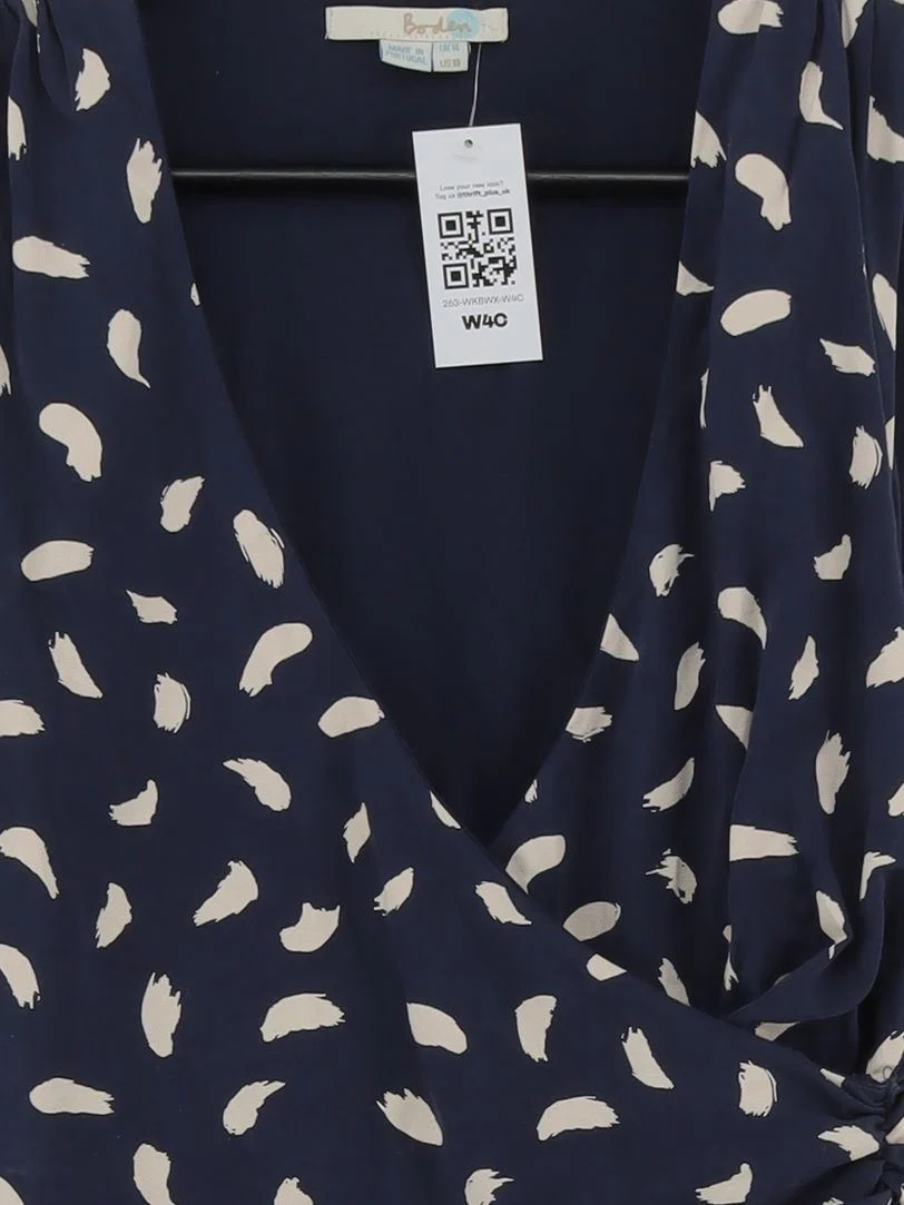 Boden Women's Top UK 14 Blue Cotton with Elastane Sleeveless V-Neck Basic - Image 3