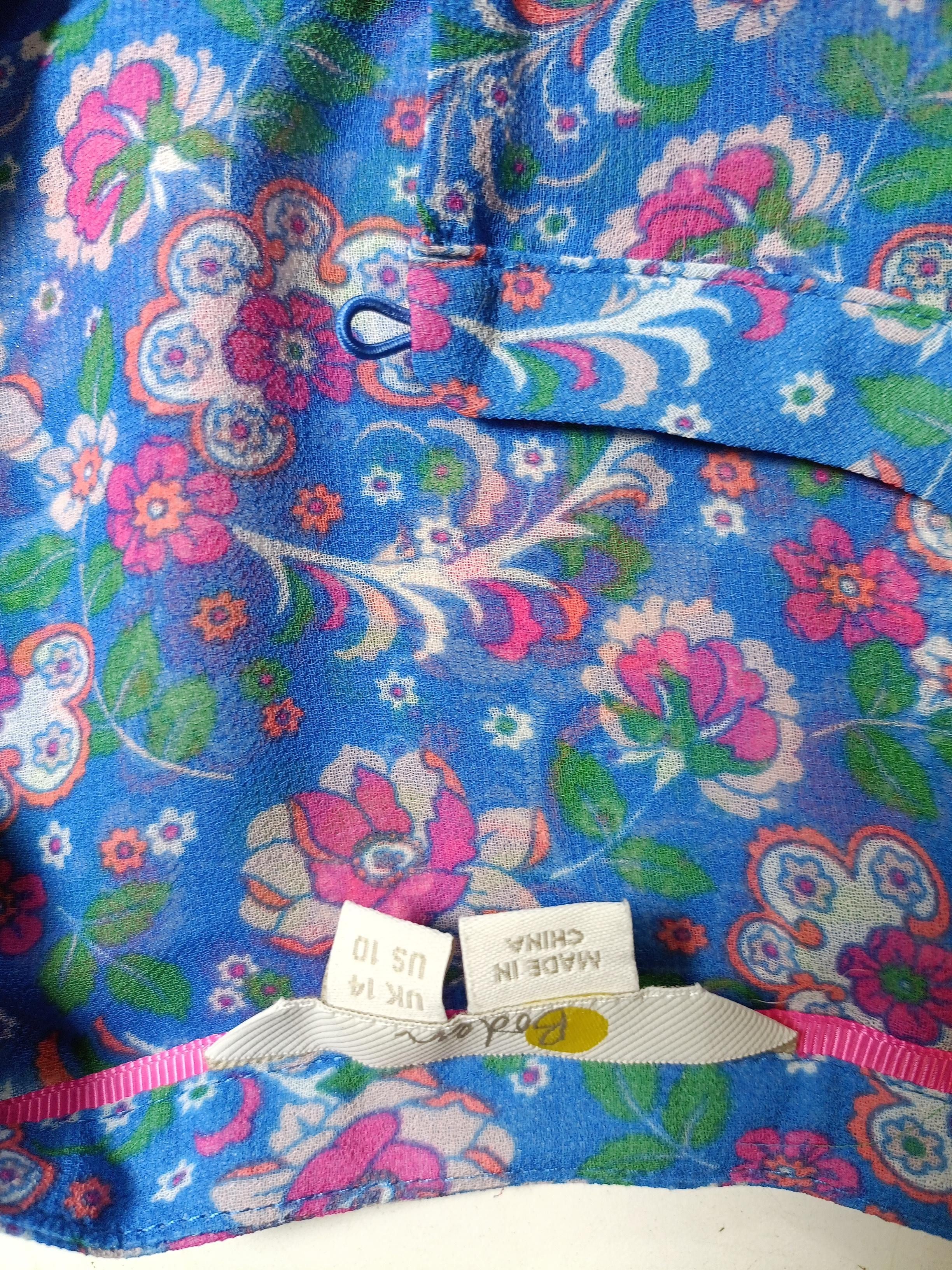 Boden Women's Top UK 14 Blue Floral 100% Polyester Sleeveless V-Neck Basic - Image 5