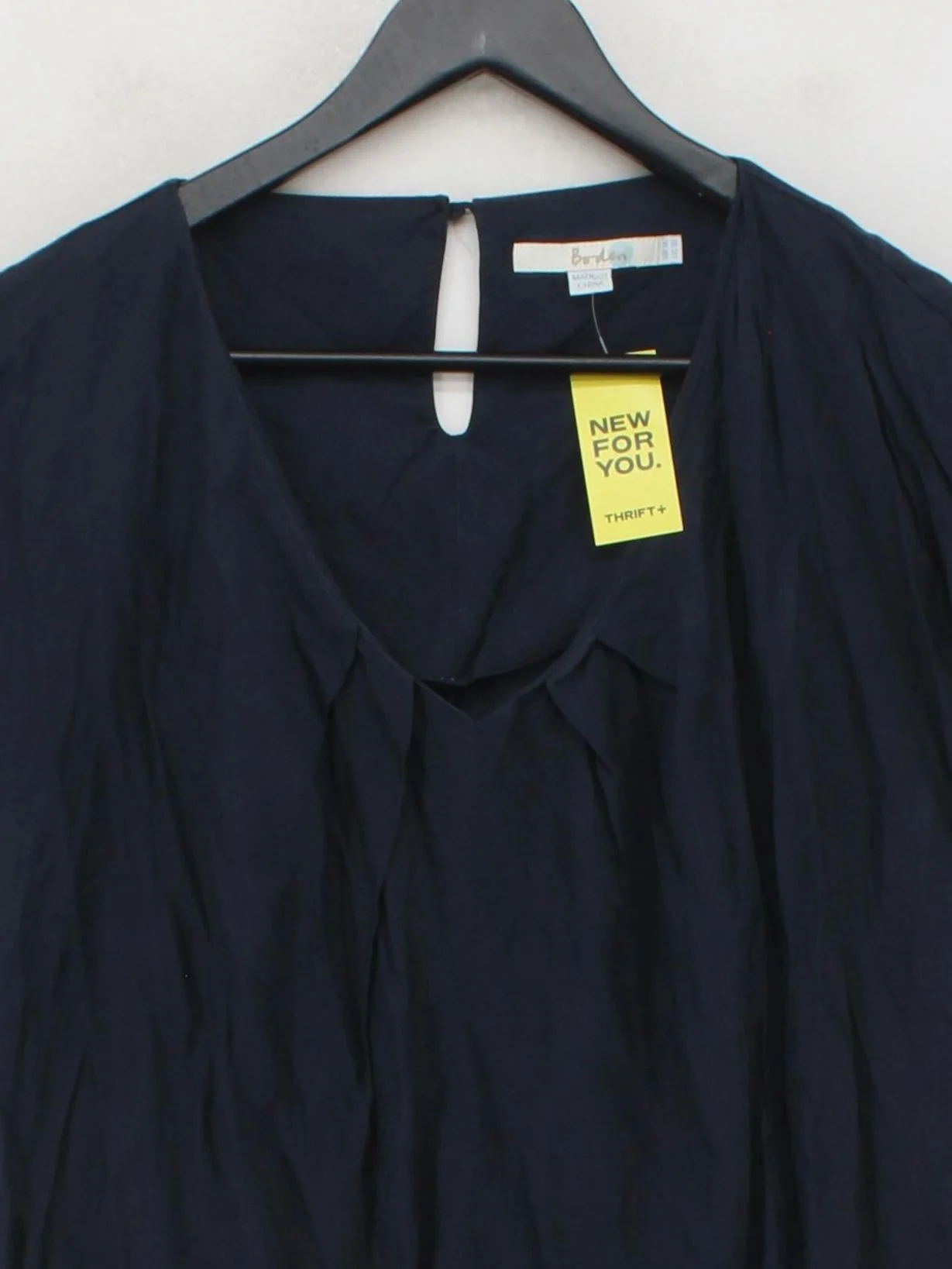 Boden Women's Top UK 14 Blue Viscose with Silk Short Sleeve V-Neck Basic - Image 3