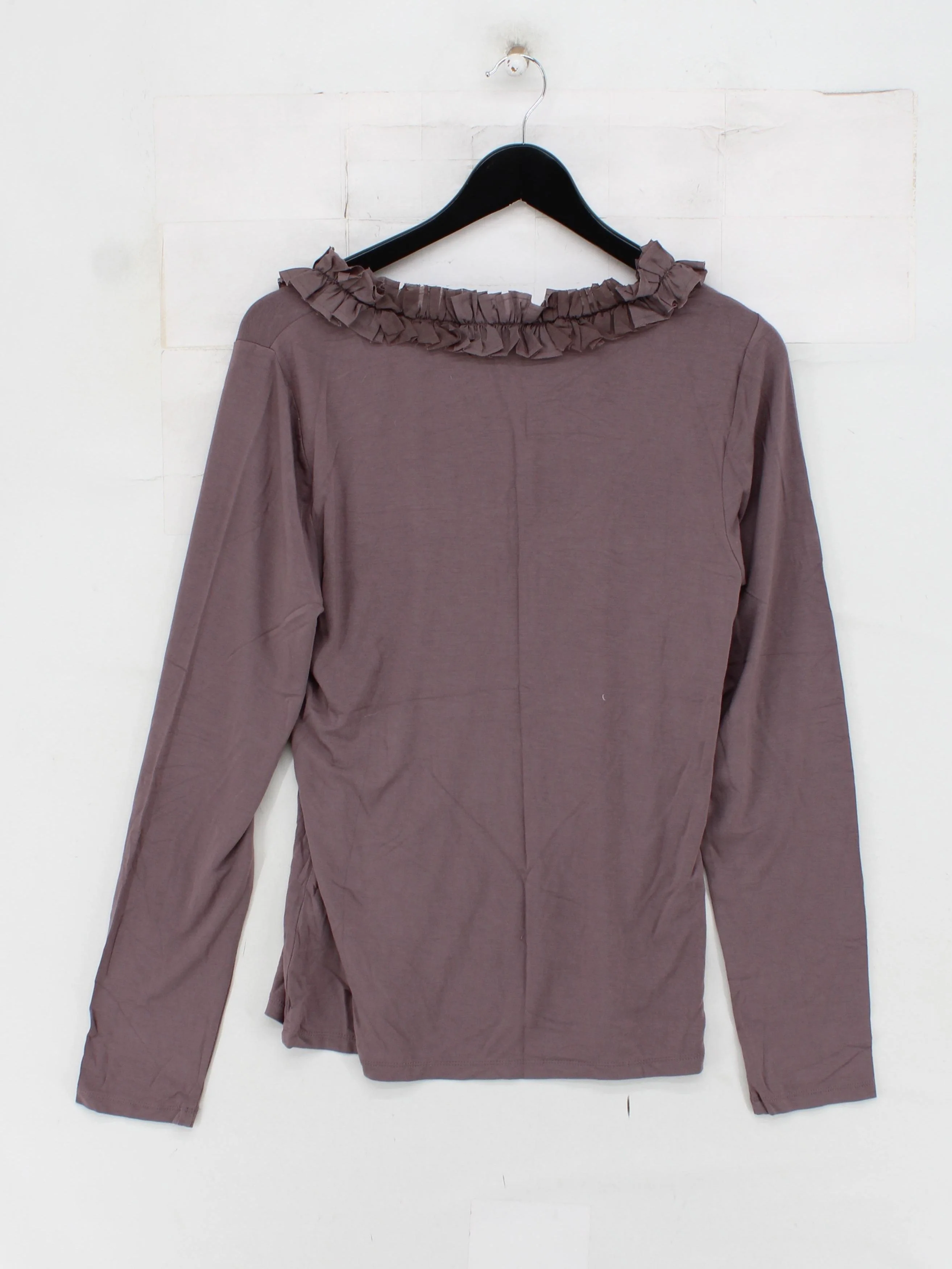 Boden Women's Top UK 14 Brown Viscose with Elastane Long Sleeve Round Neck Basic - Image 2