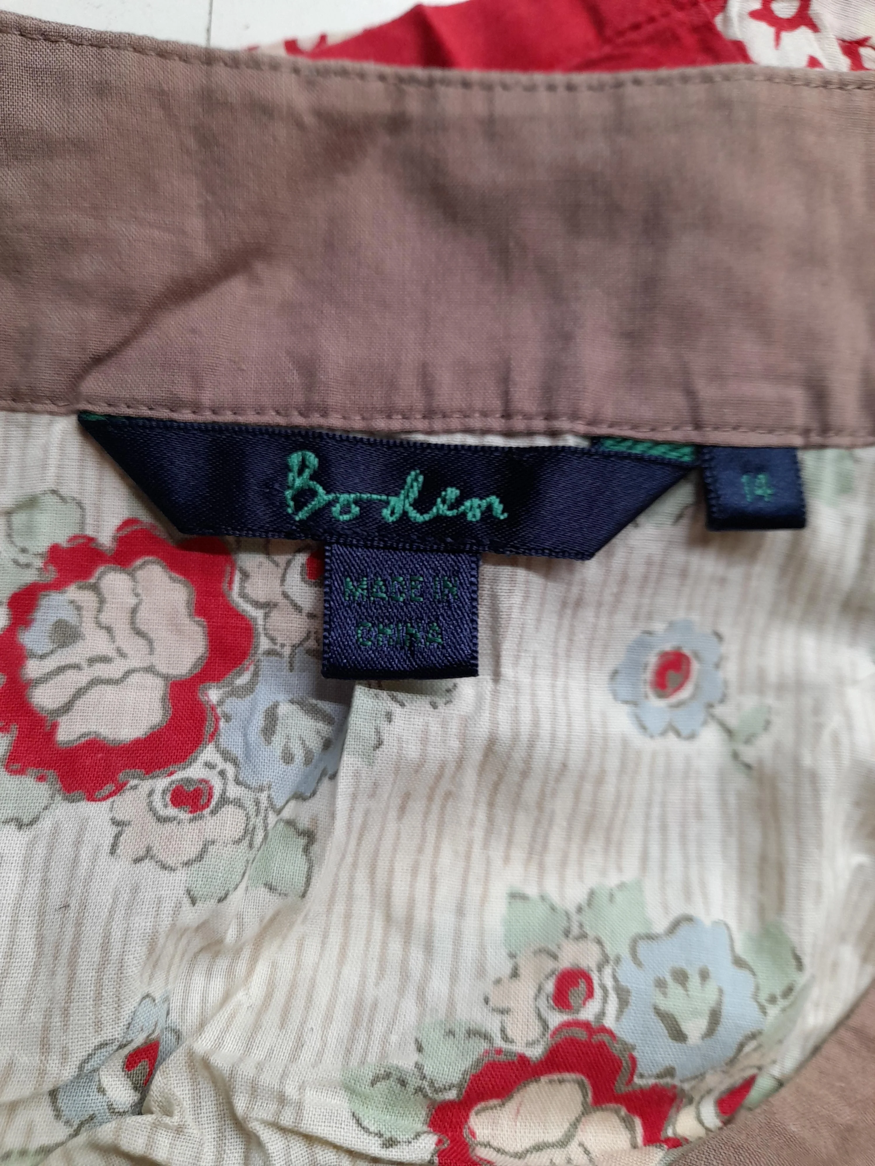 Boden Women's Top UK 14 Multi Floral 100% Cotton 3/4 Sleeve V-Neck Basic - Image 5