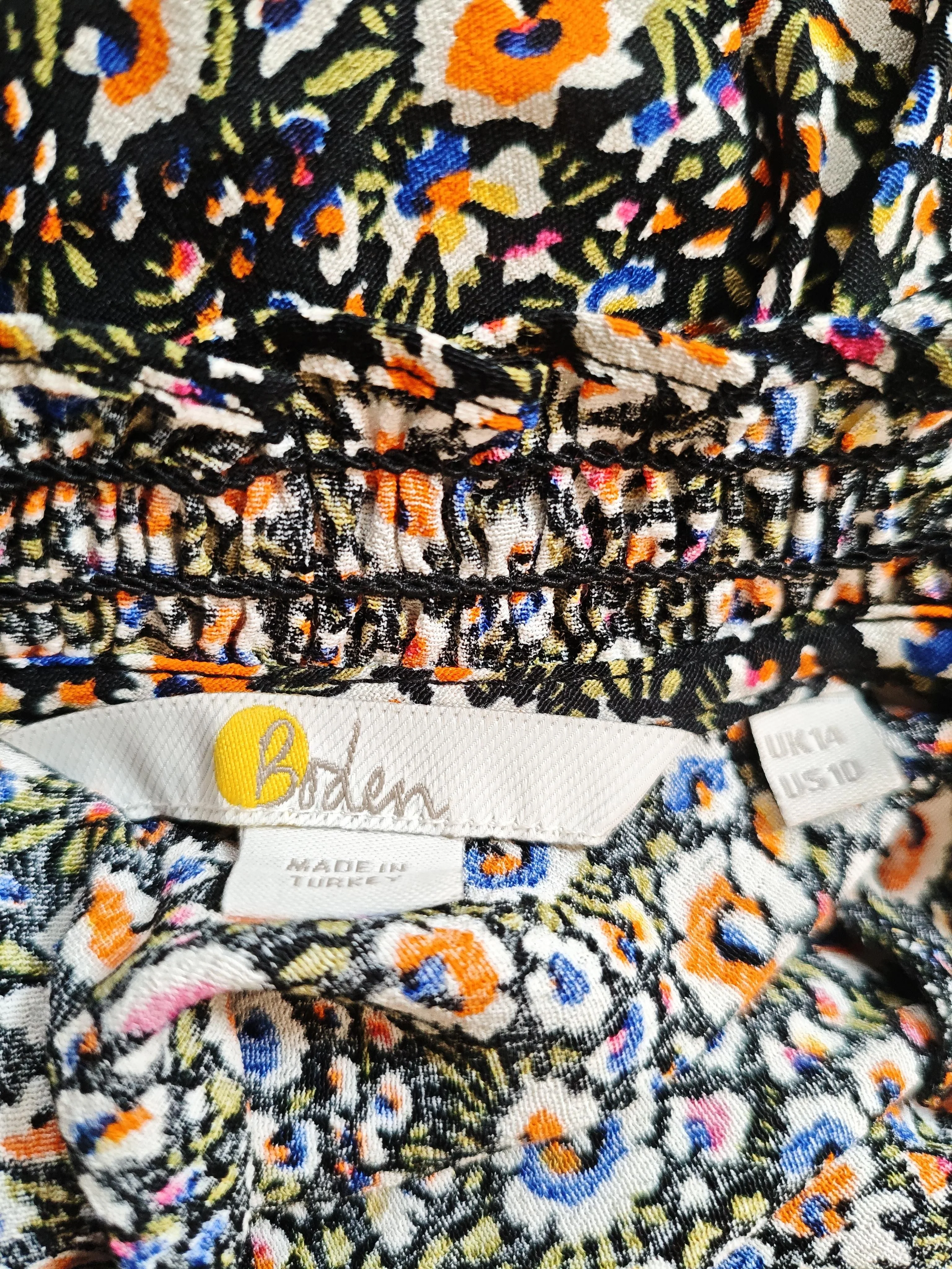 Boden Women's Top UK 14 Multi Floral 100% Viscose 3/4 Sleeve High Neck Basic - Image 5