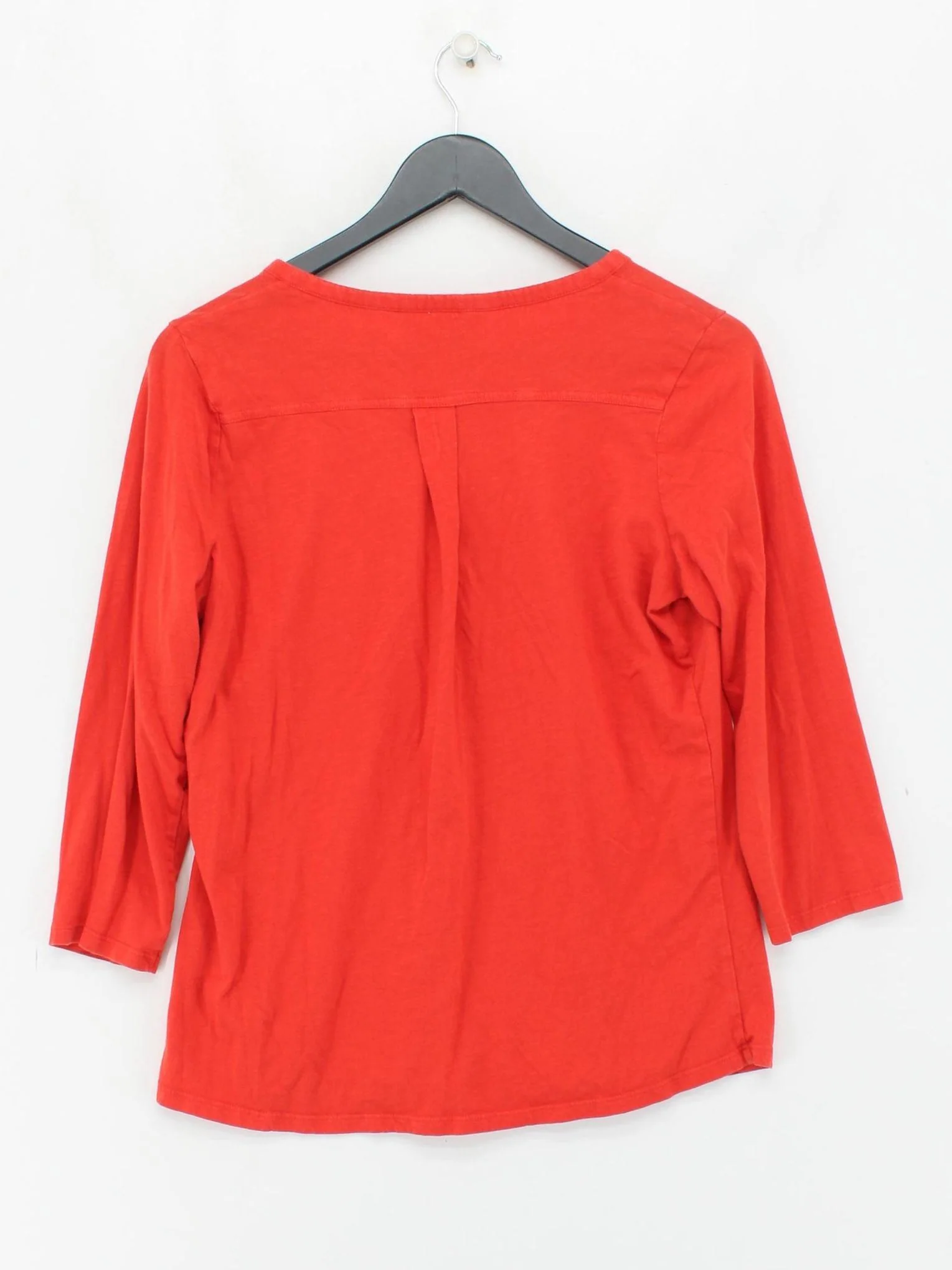 Boden Women's Top UK 14 Red 100% Cotton 3/4 Sleeve V-Neck Basic - Image 2