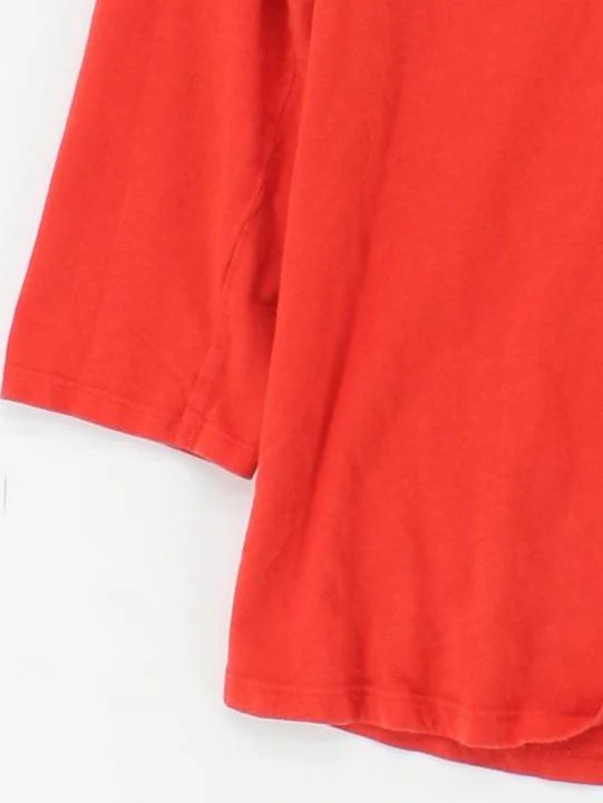Boden Women's Top UK 14 Red 100% Cotton 3/4 Sleeve V-Neck Basic - Image 4