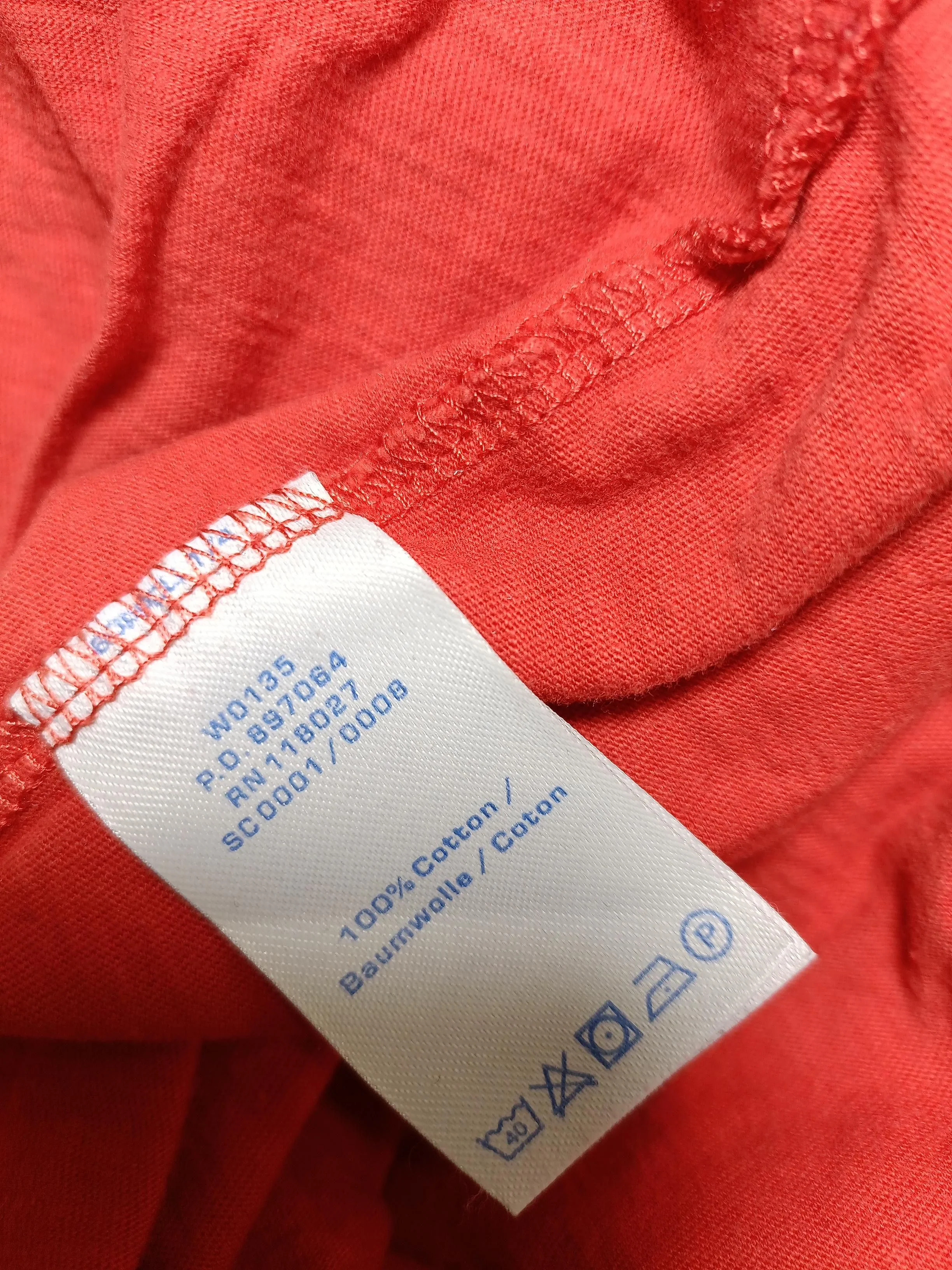 Boden Women's Top UK 14 Red 100% Cotton 3/4 Sleeve V-Neck Basic - Image 6
