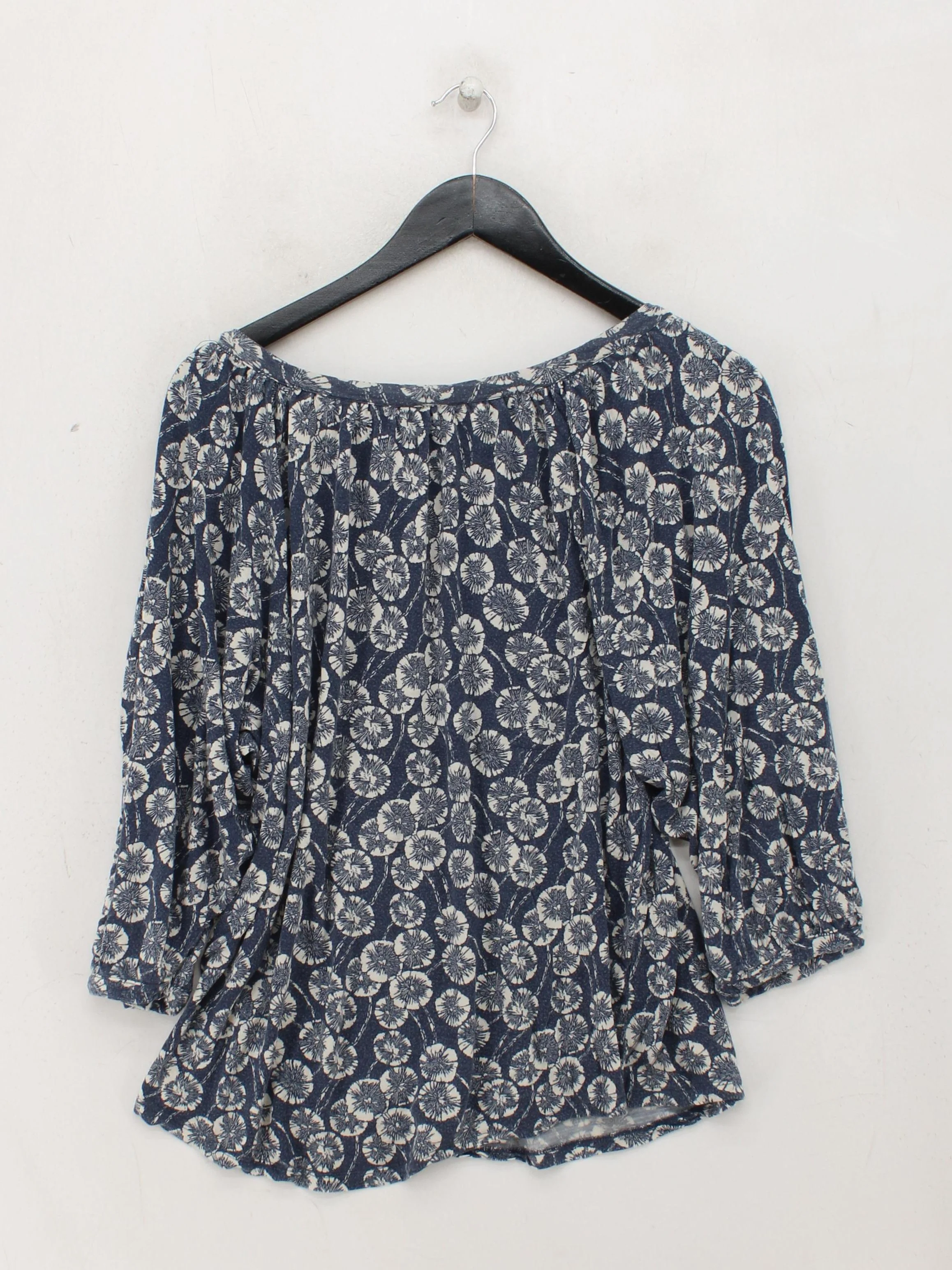 Boden Women's Top UK 16 Blue Floral 100% Viscose 3/4 Sleeve Round Neck Basic - Image 2