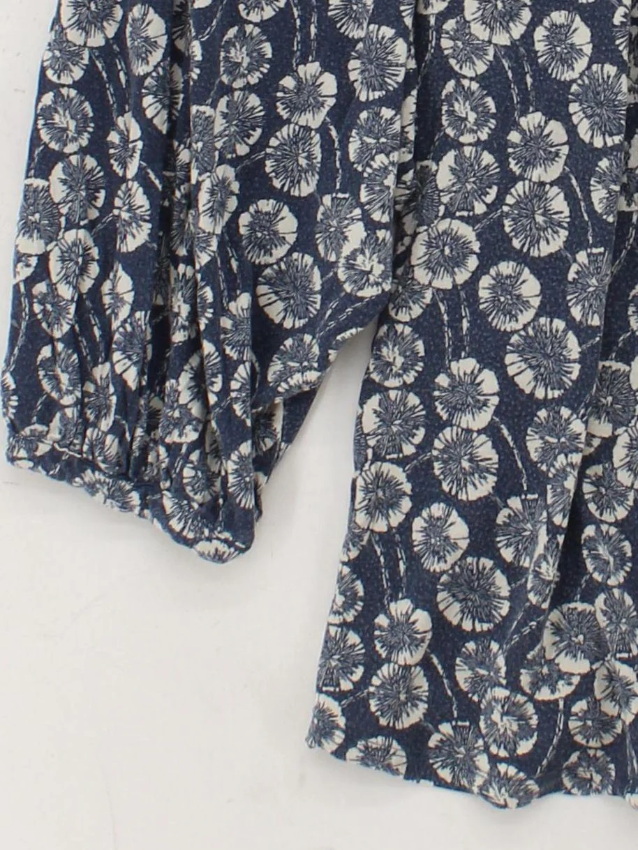 Boden Women's Top UK 16 Blue Floral 100% Viscose 3/4 Sleeve Round Neck Basic - Image 4