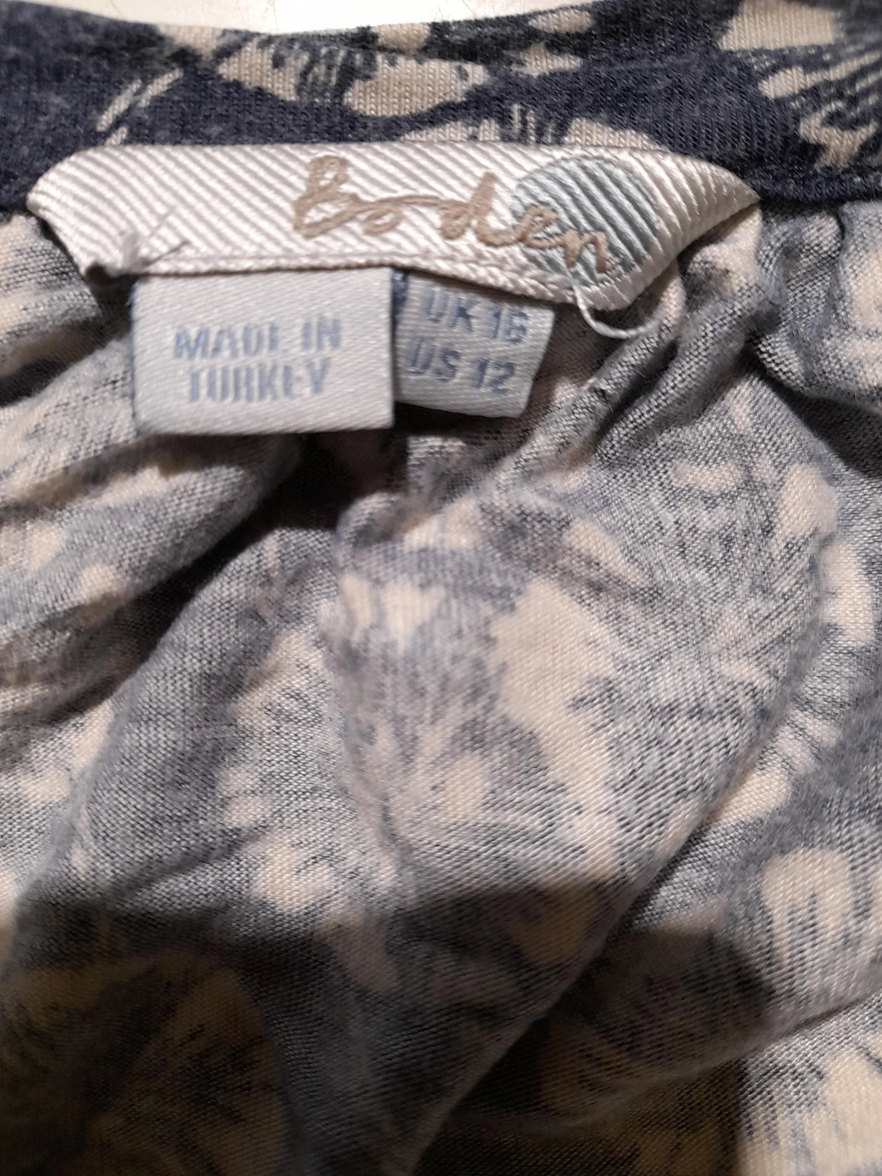 Boden Women's Top UK 16 Blue Floral 100% Viscose 3/4 Sleeve Round Neck Basic - Image 6