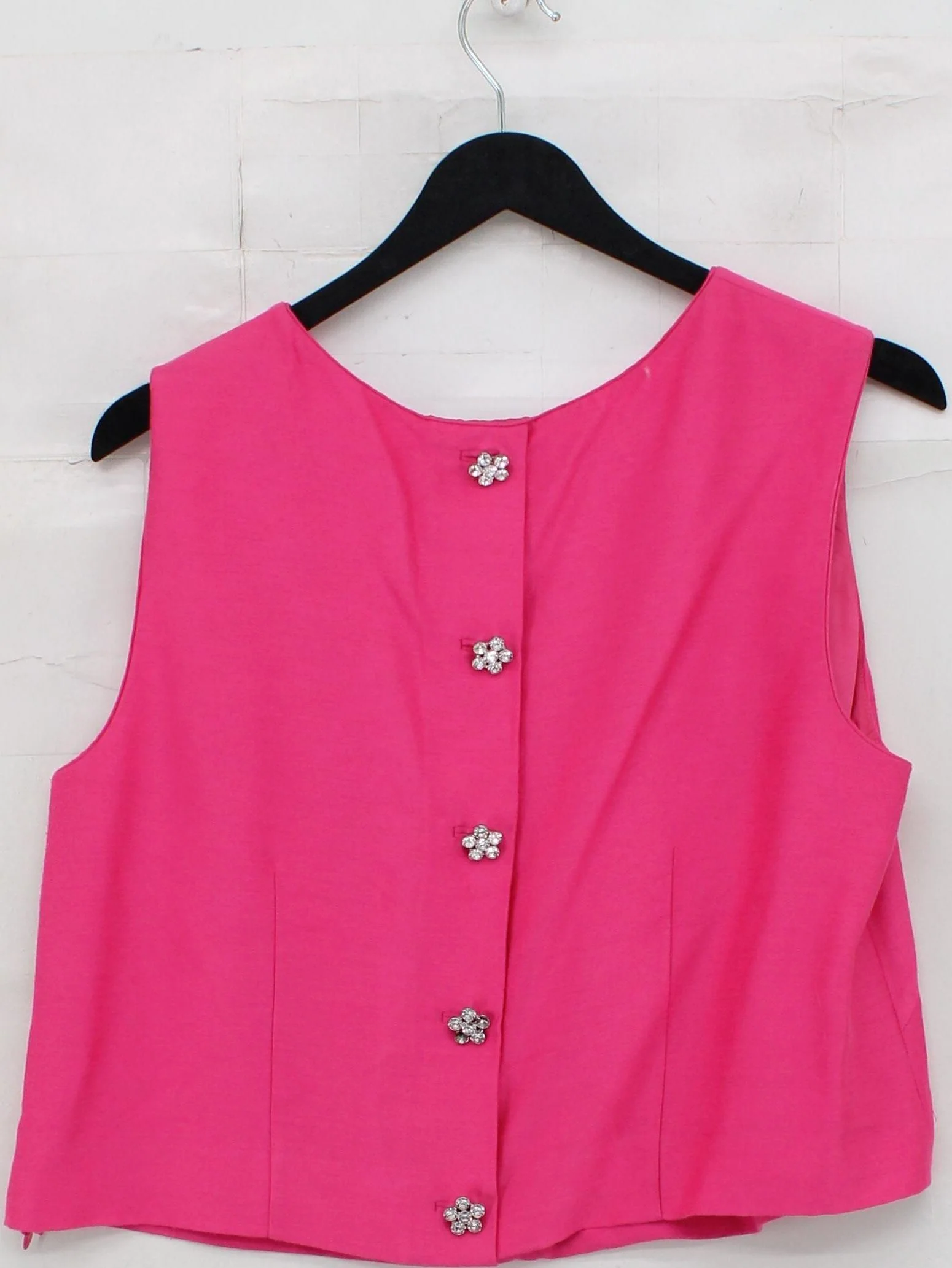 Boden Women's Top UK 16 Pink Wool with Viscose, Silk Sleeveless Round Neck Basic - Image 2