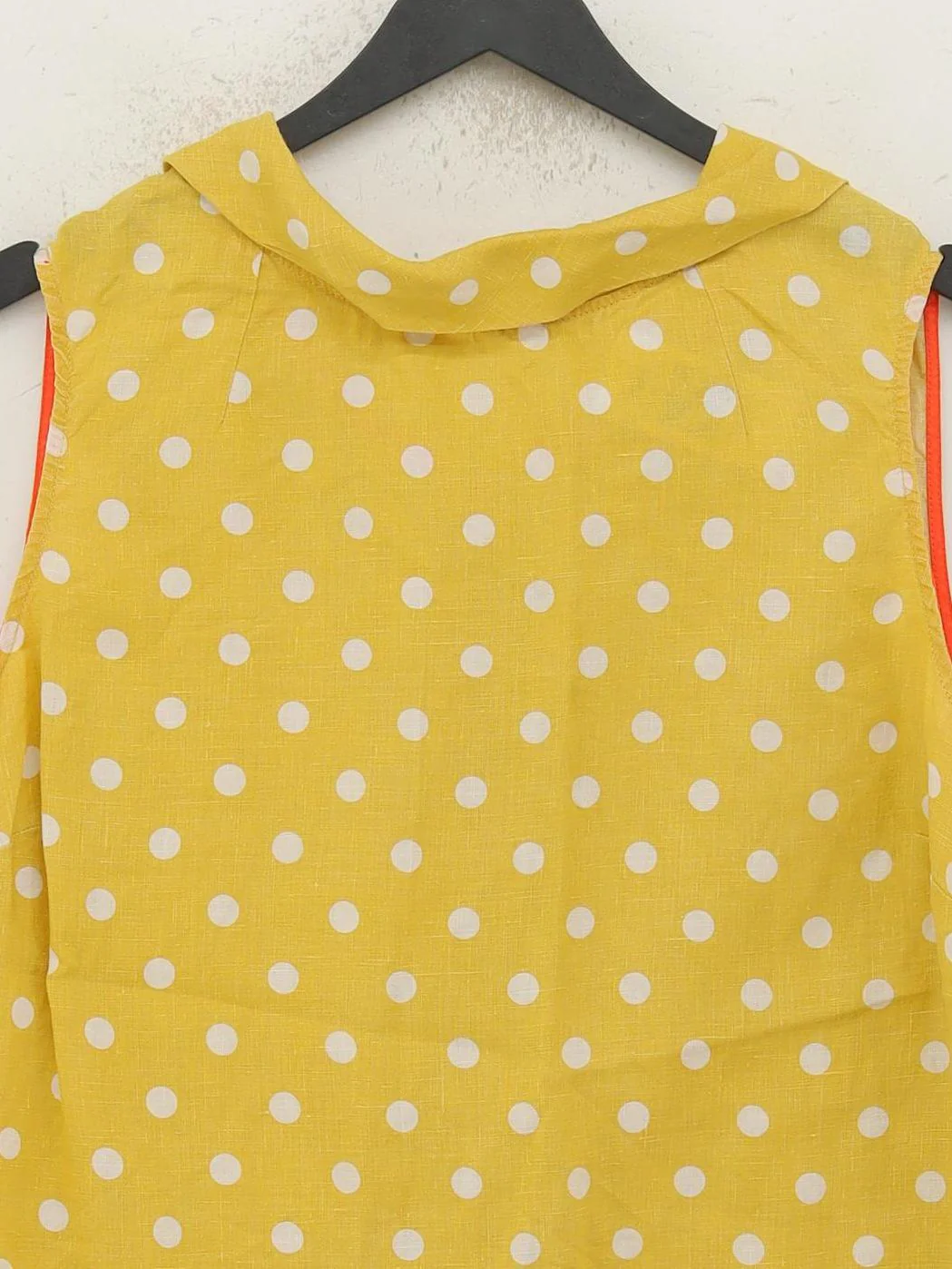 Boden Women's Top UK 16 Yellow Polkadot 100% Linen Sleeveless Collared Basic - Image 3