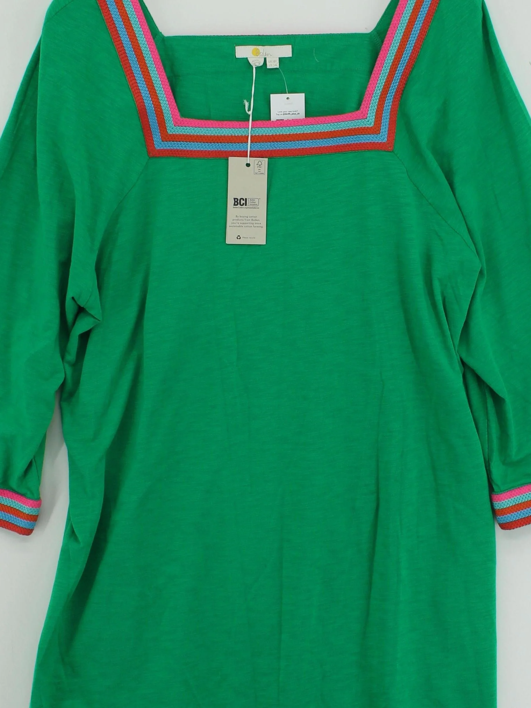 Boden Women's Top UK 18 Green 100% Cotton Tunic New with tags - Image 3