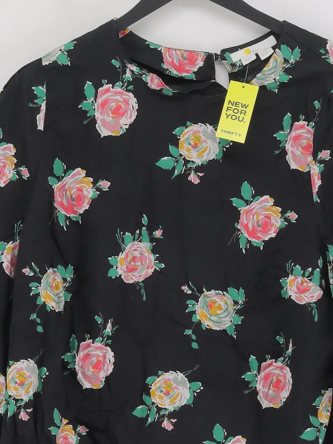 Boden Women's Top UK 20 Black Floral 100% Cotton Long Sleeve Round Neck Basic - Image 3