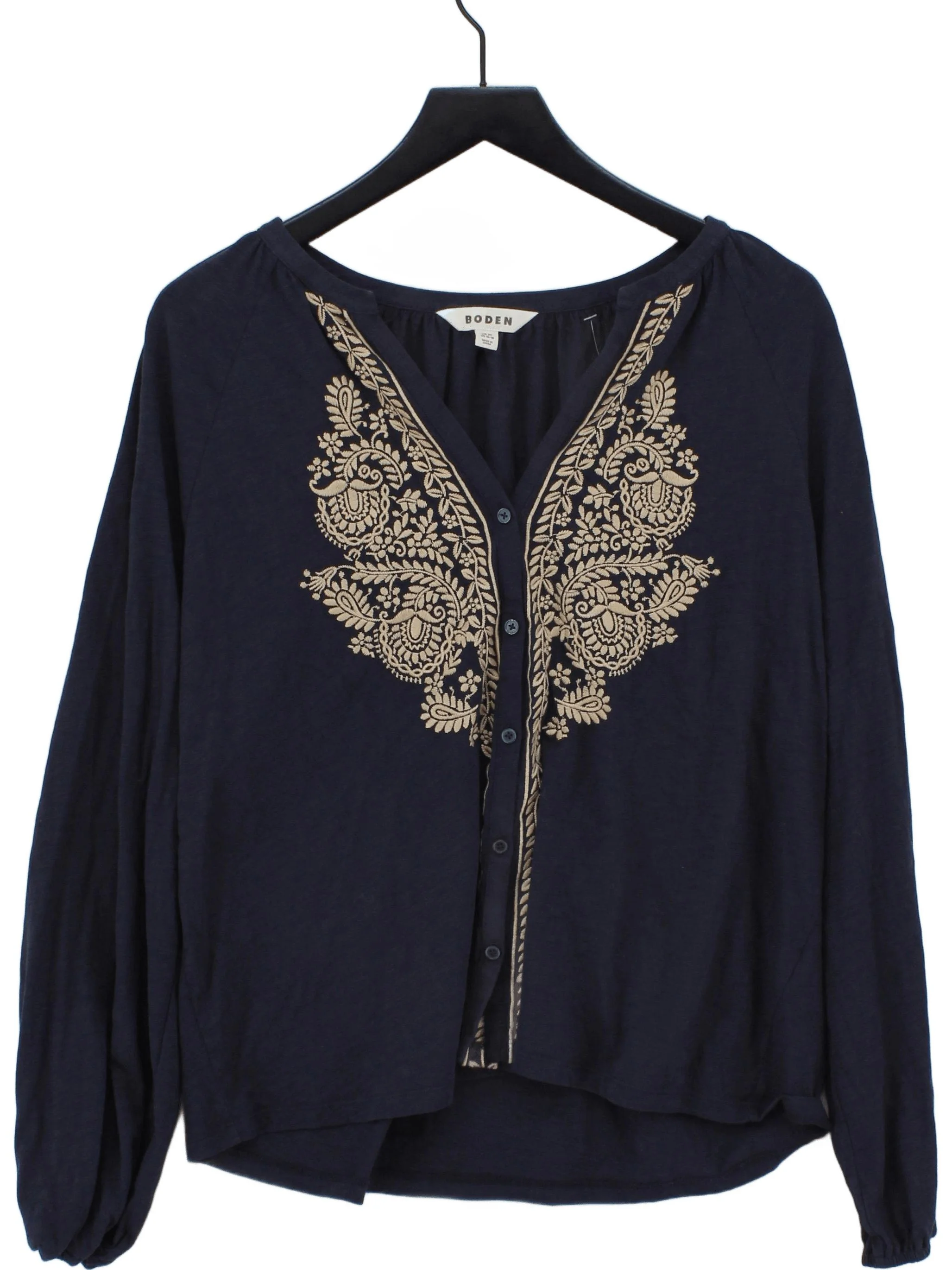 Boden Women's Top UK 20 Blue Cotton with Polyester Basic