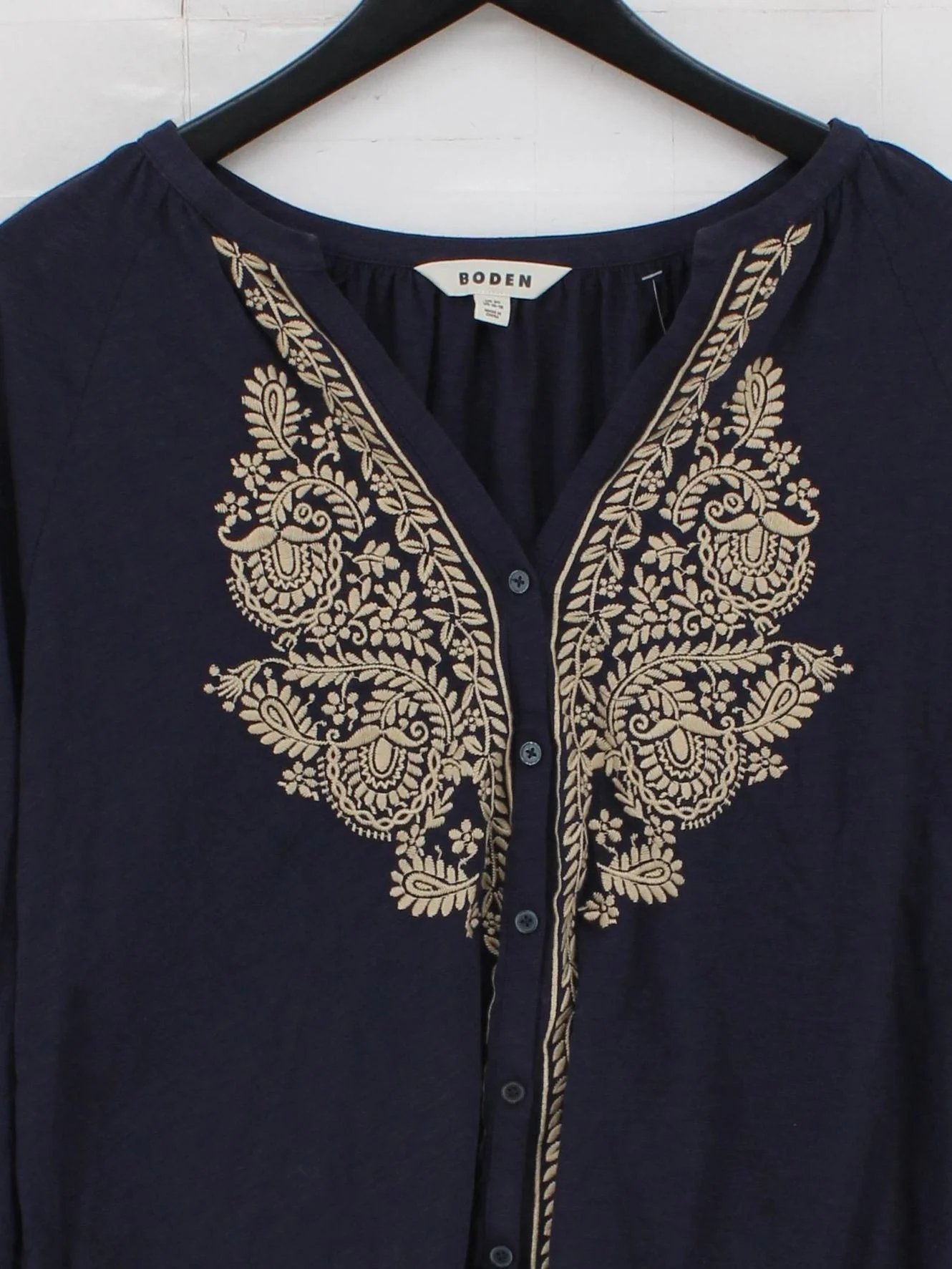Boden Women's Top UK 20 Blue Cotton with Polyester Basic - Image 3