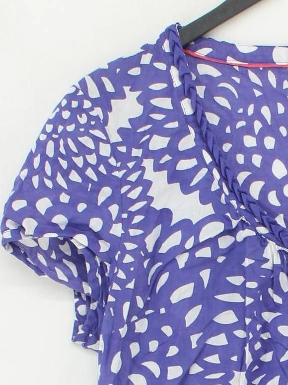 Boden Women's Top UK 6 Blue Floral 100% Cotton Short Sleeve Round Neck Basic - Image 4