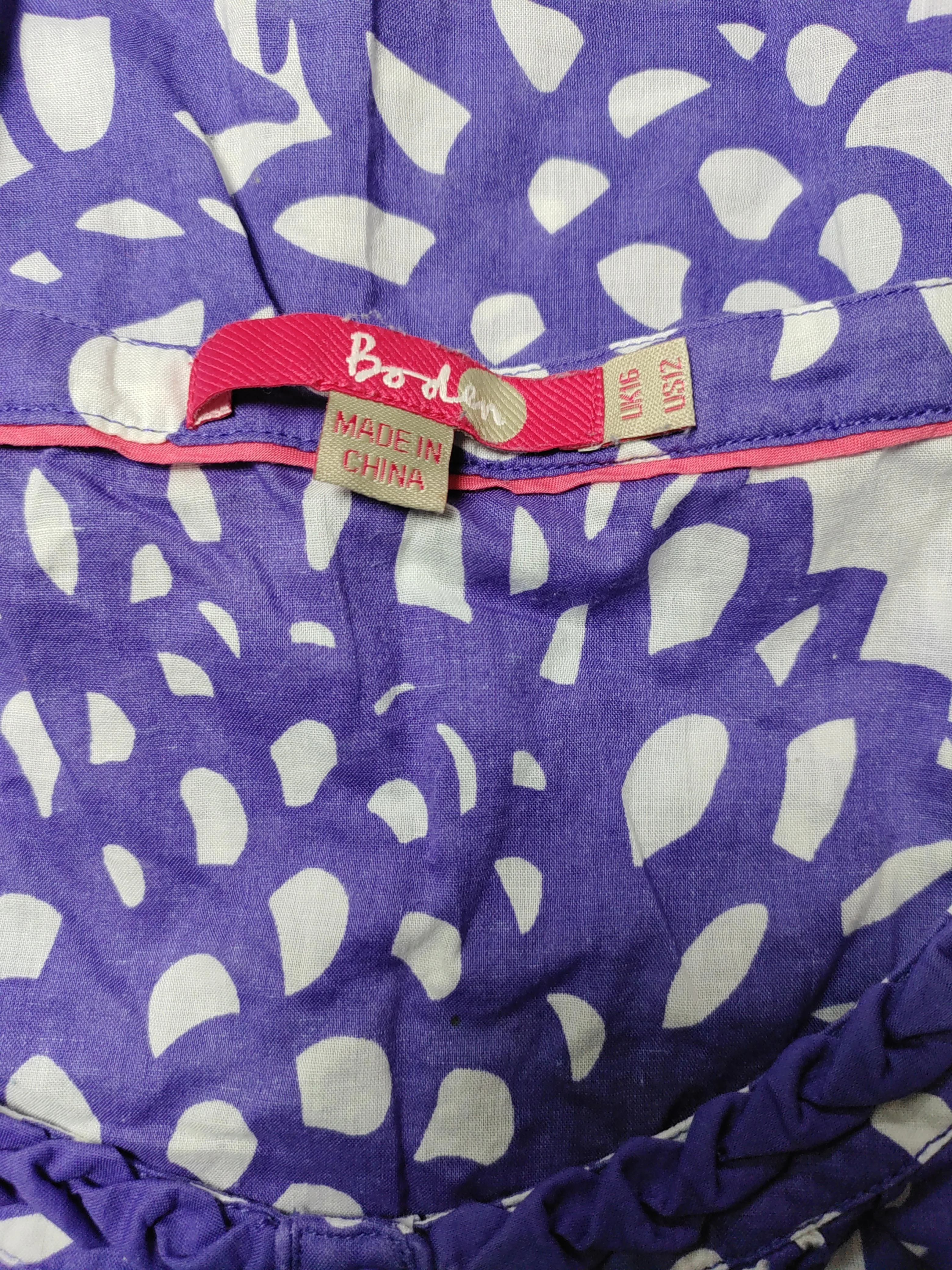 Boden Women's Top UK 6 Blue Floral 100% Cotton Short Sleeve Round Neck Basic - Image 5