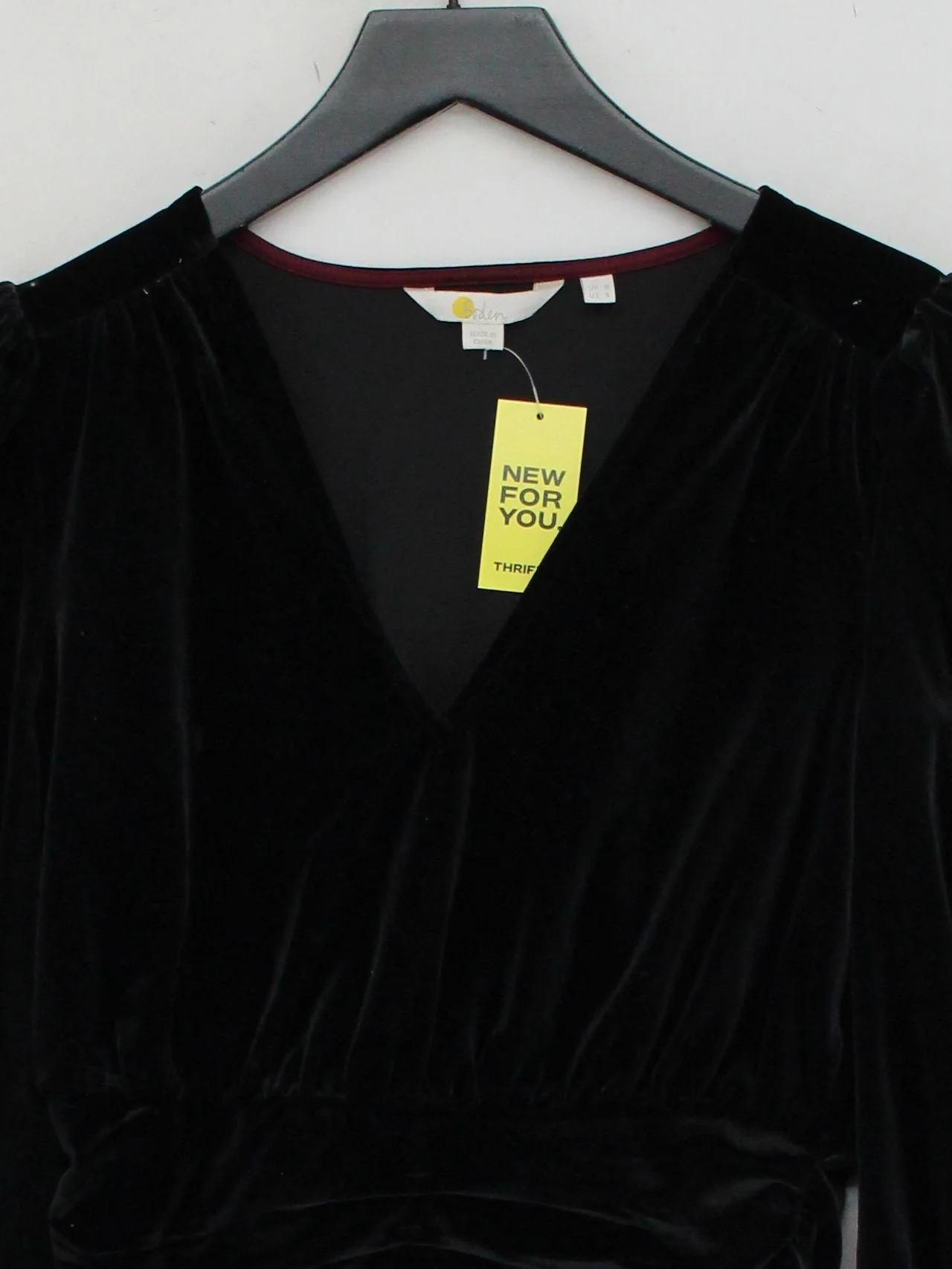 Boden Women's Top UK 8 Black Polyester with Elastane Long Sleeve V-Neck Basic - Image 3