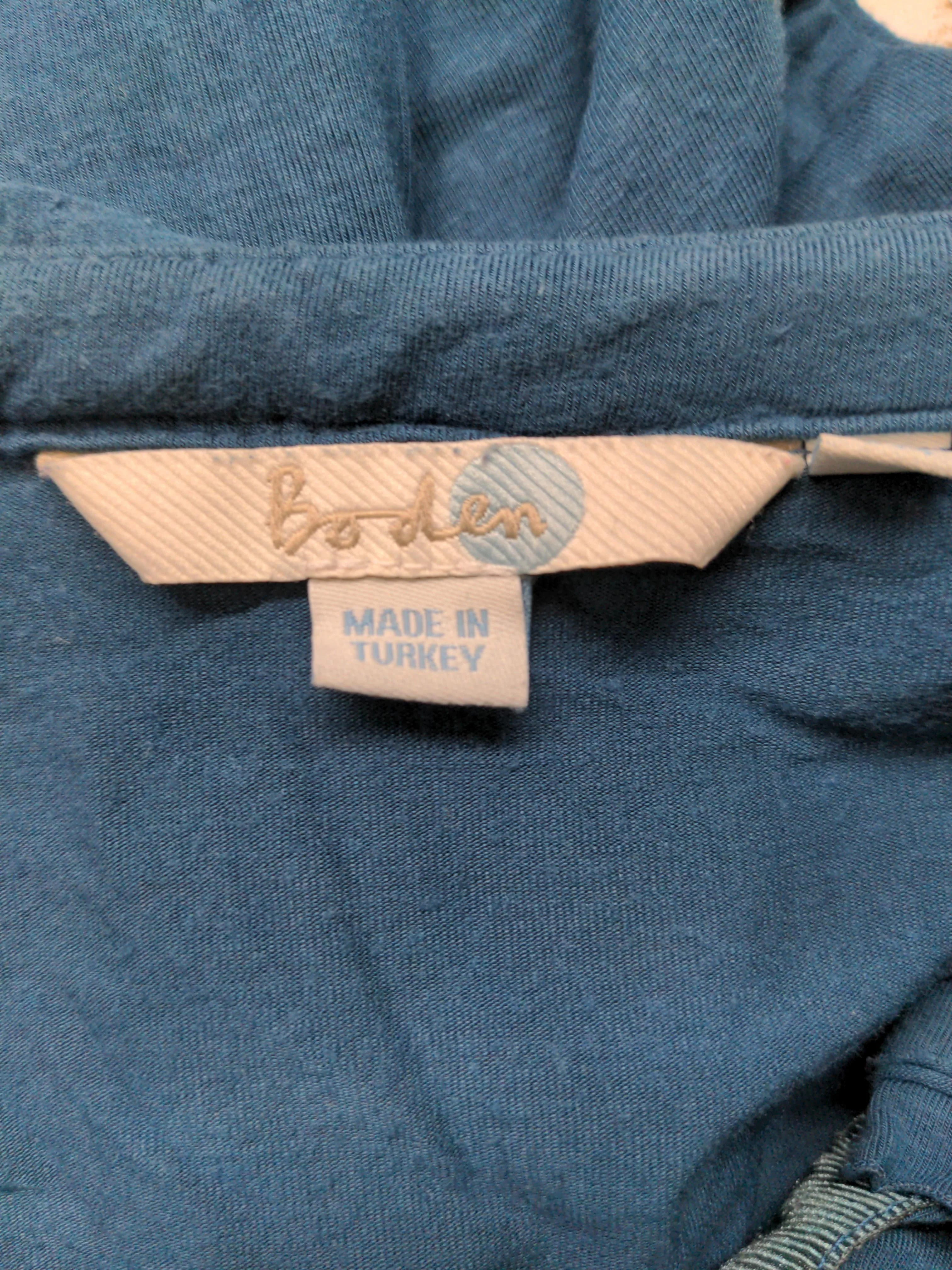 Boden Women's Top UK 8 Blue Viscose with Elastane 3/4 Sleeve V-Neck Basic - Image 6