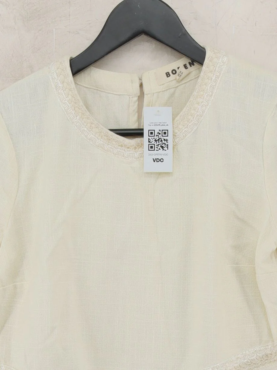 Boden Women's Top UK 8 Cream 100% Cotton Short Sleeve Round Neck Cropped - Image 3