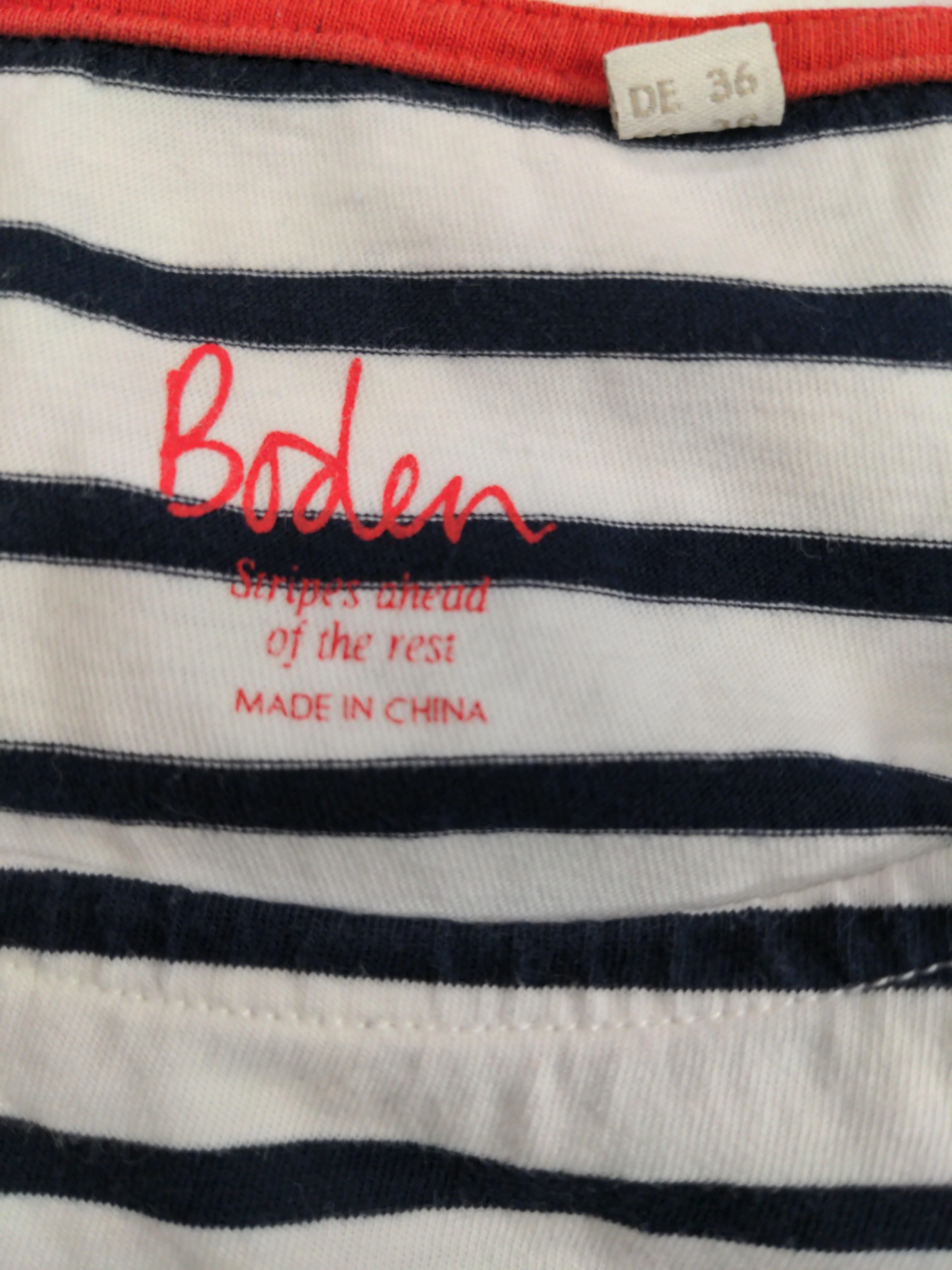 Boden Women's Top UK 8 Multi Striped 100% Cotton Long Sleeve Round Neck Basic - Image 5