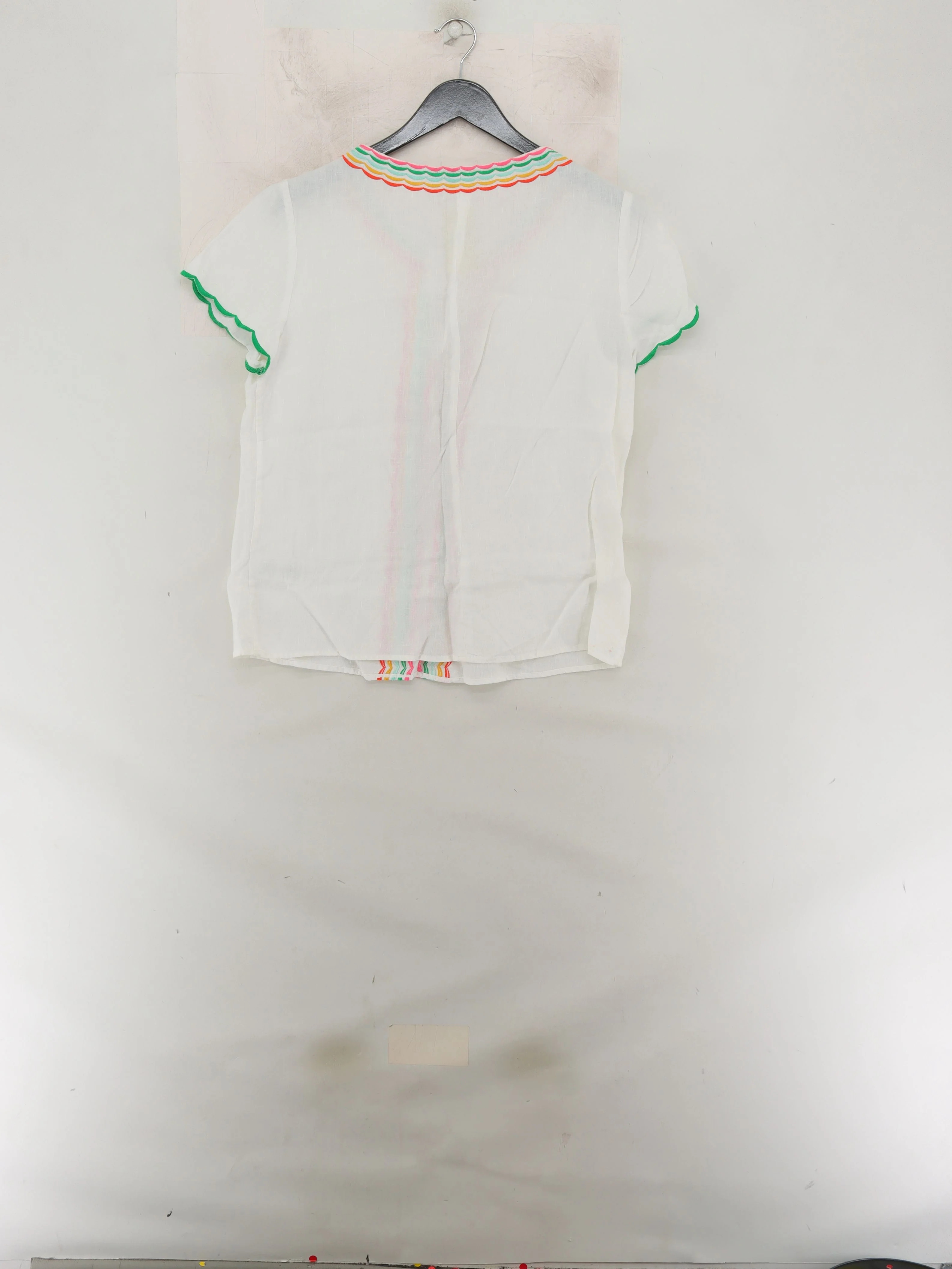 Boden Women's Top UK 8 White 100% Linen Short Sleeve V-Neck Basic - Image 2