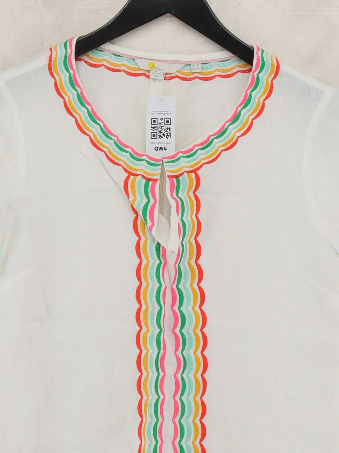 Boden Women's Top UK 8 White 100% Linen Short Sleeve V-Neck Basic - Image 3