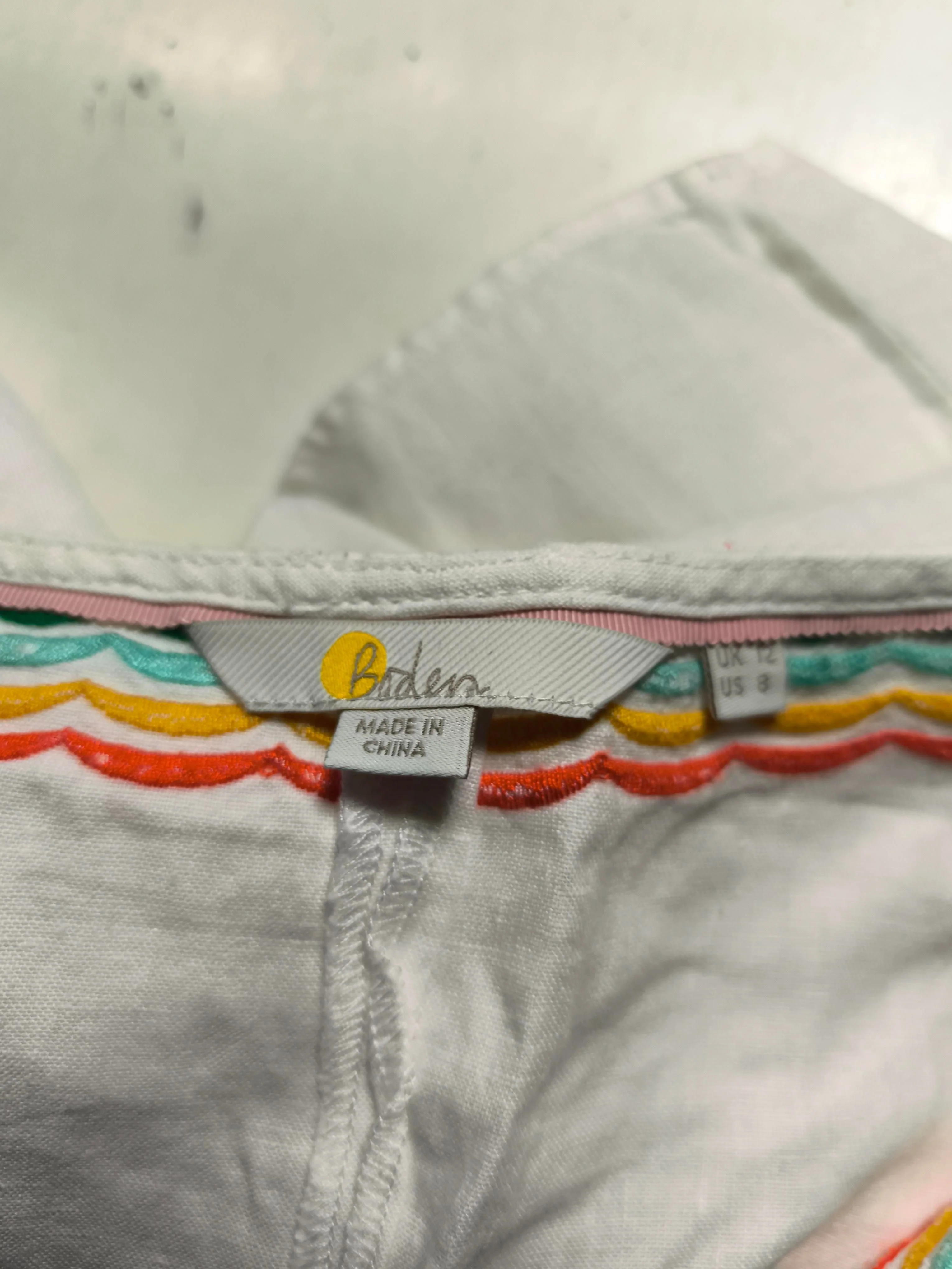Boden Women's Top UK 8 White 100% Linen Short Sleeve V-Neck Basic - Image 5