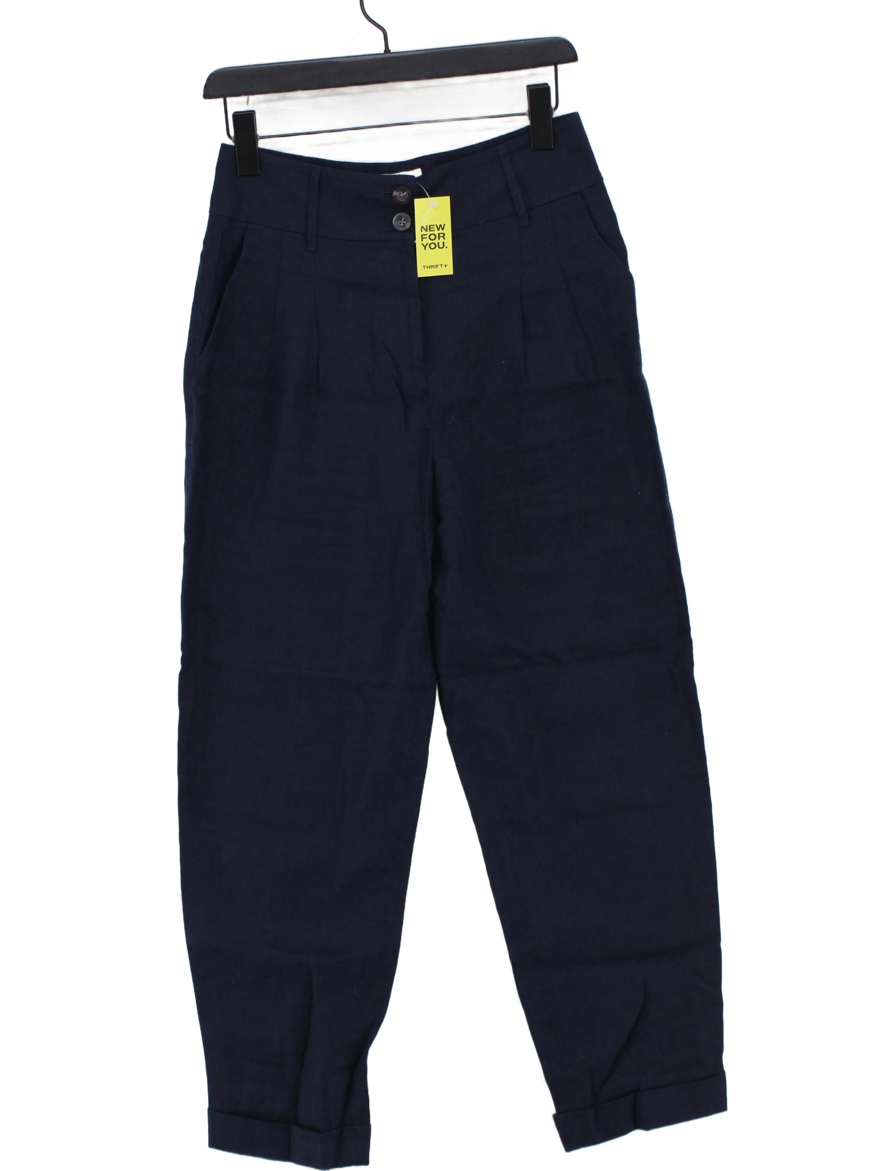 Boden Women's Trousers UK 10 Blue 100% Linen Tapered Cropped