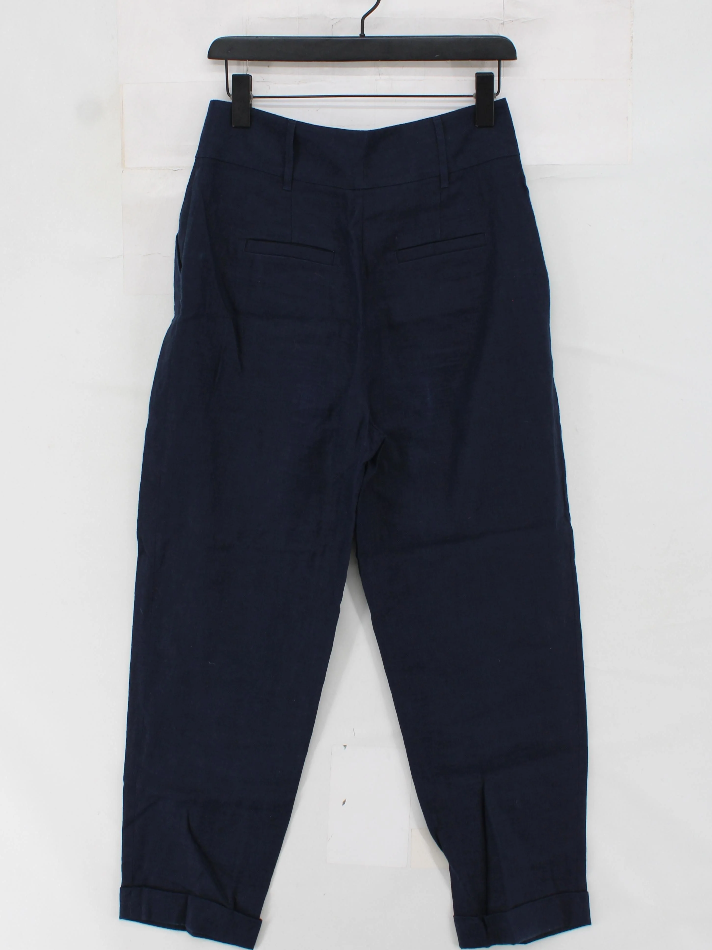 Boden Women's Trousers UK 10 Blue 100% Linen Tapered Cropped - Image 2