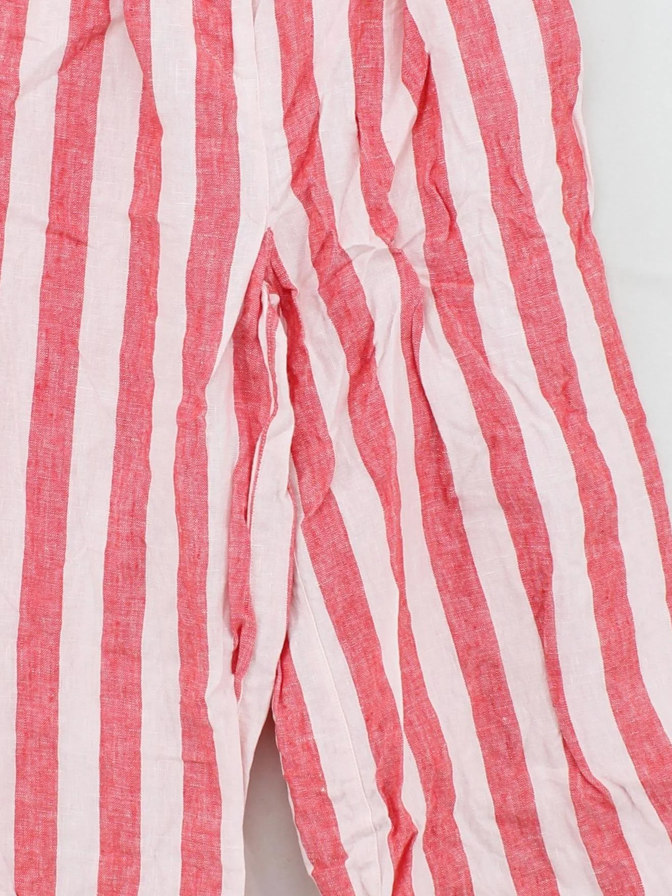 Boden Women's Trousers UK 10 Red Striped 100% Linen Wide-Leg Cropped - Image 3