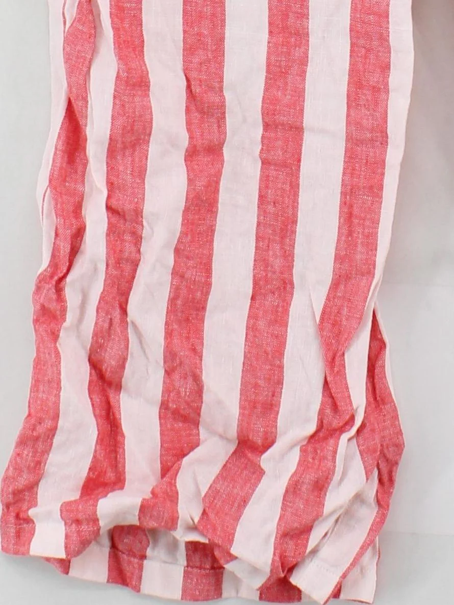Boden Women's Trousers UK 10 Red Striped 100% Linen Wide-Leg Cropped - Image 4