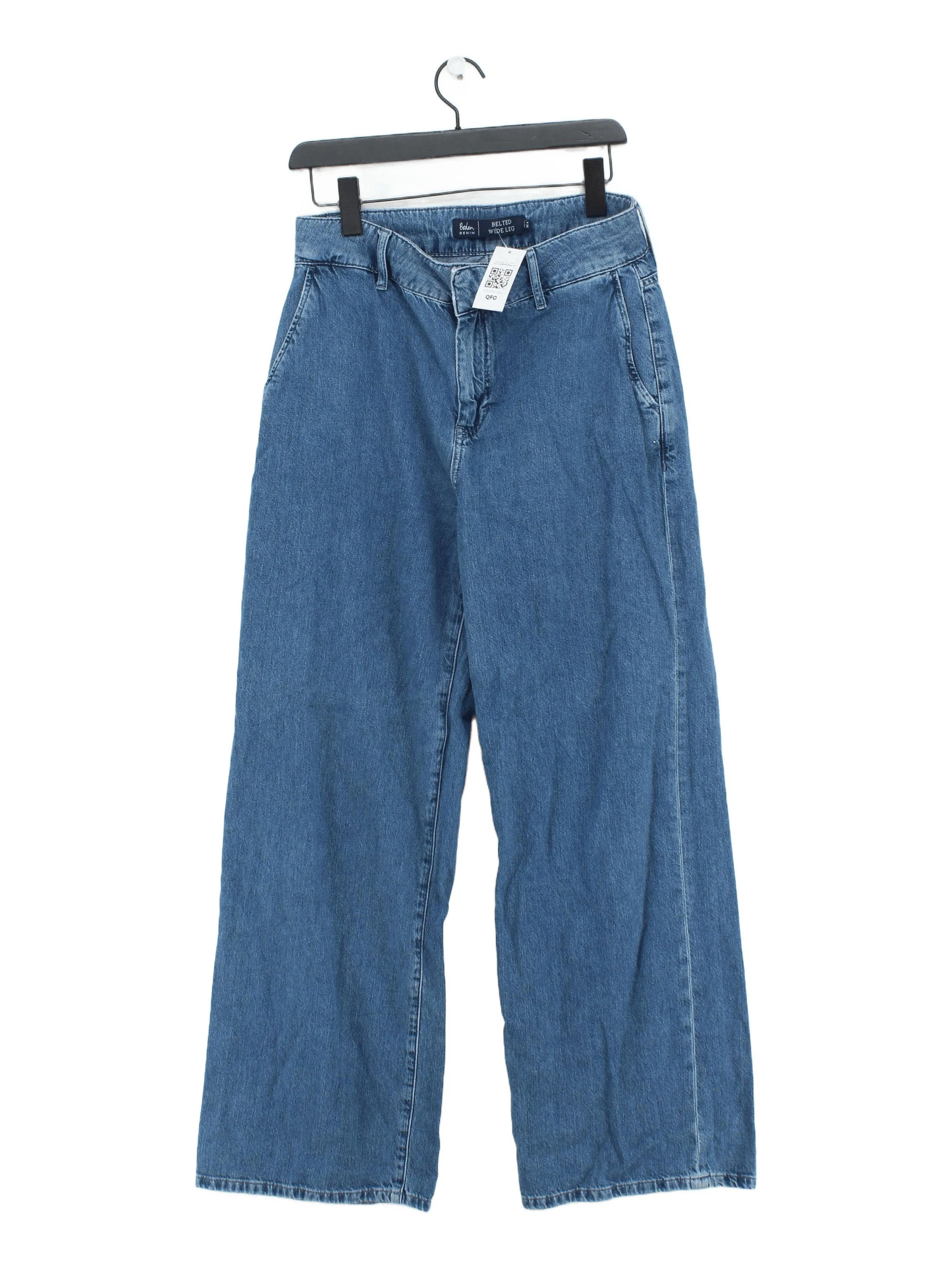 Boden Women's Trousers UK 12 Blue 100% Cotton Wide-Leg Chino